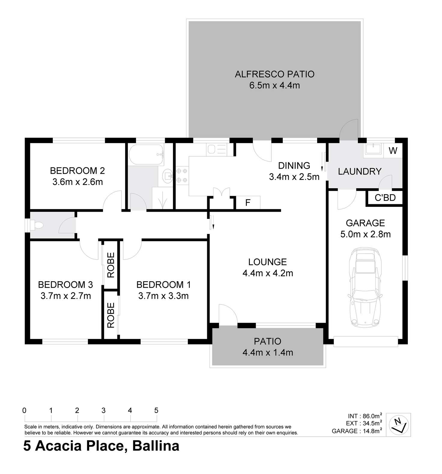 Floorplan of Homely house listing, 5 Acacia Place, Ballina NSW 2478