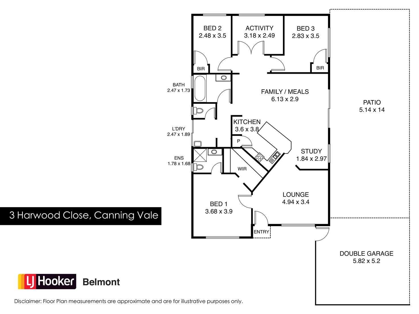Floorplan of Homely house listing, 3 Harwood Close, Canning Vale WA 6155