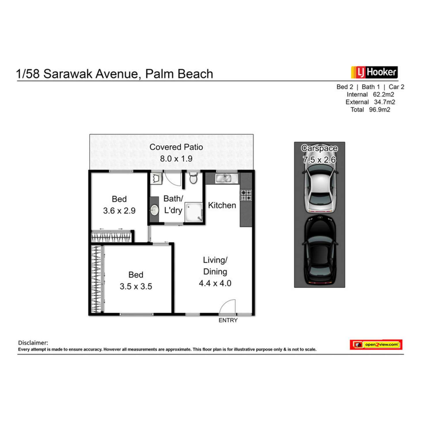 Floorplan of Homely unit listing, 1/58 Sarawak Avenue, Palm Beach QLD 4221