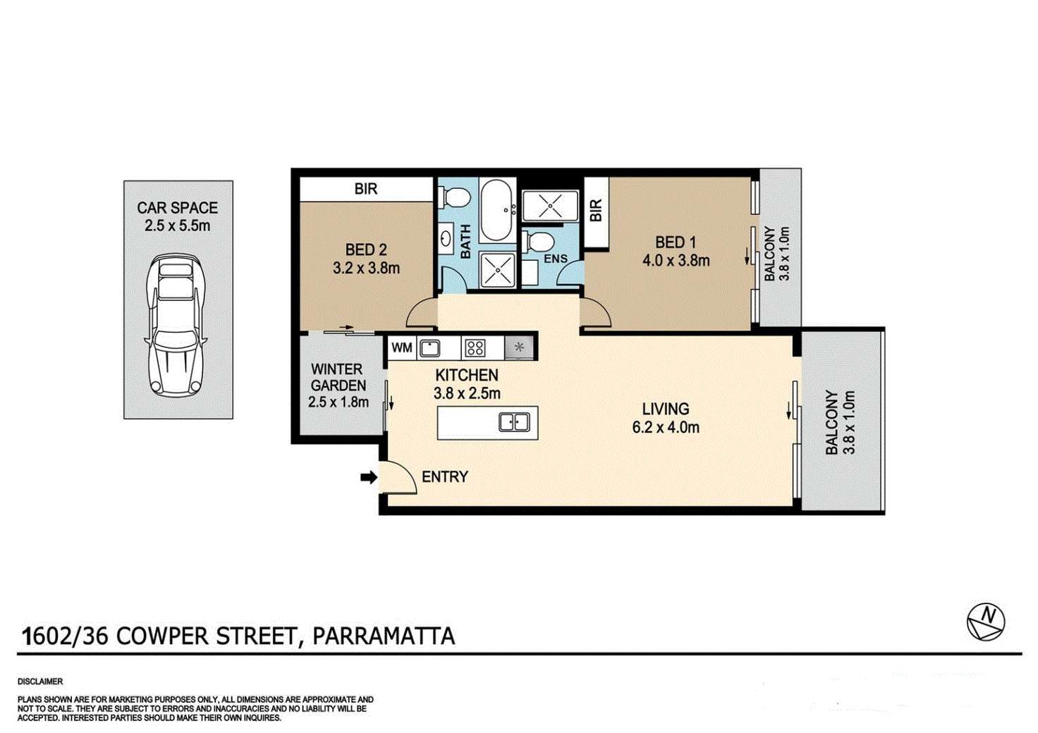 Floorplan of Homely unit listing, 1602/36-46 Cowper Street, Parramatta NSW 2150