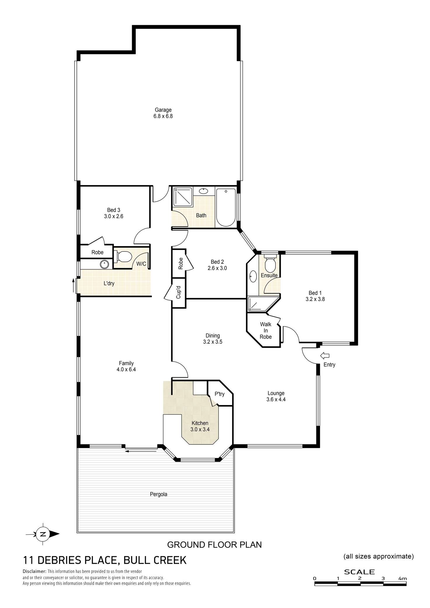 Floorplan of Homely semiDetached listing, 11 Debries Place, Bull Creek WA 6149