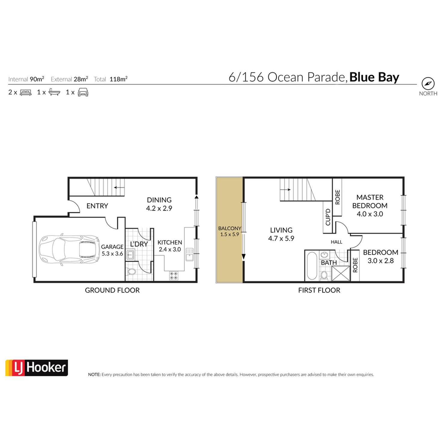 Floorplan of Homely townhouse listing, 6/156 Ocean Parade, Blue Bay NSW 2261