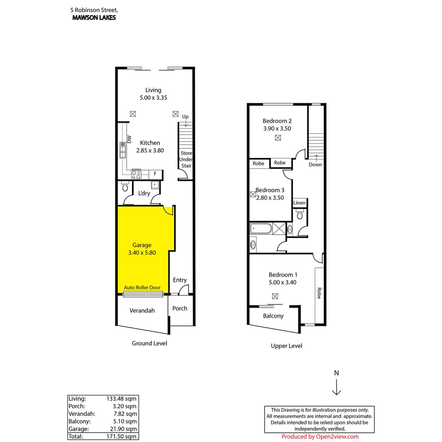 Floorplan of Homely townhouse listing, 5 Robinson Street, Mawson Lakes SA 5095