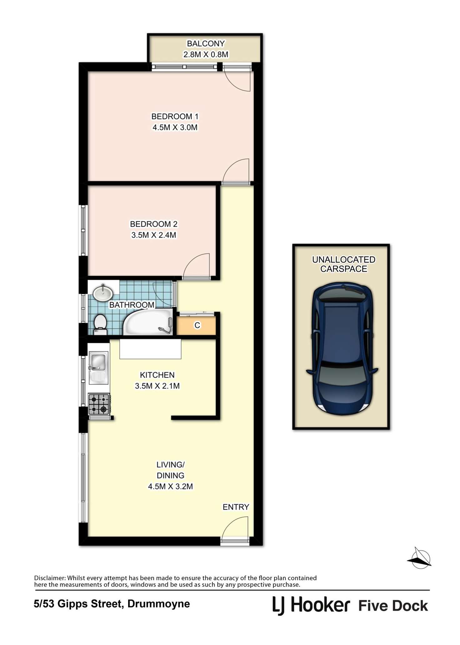Floorplan of Homely apartment listing, 5/53 Gipps Street, Drummoyne NSW 2047
