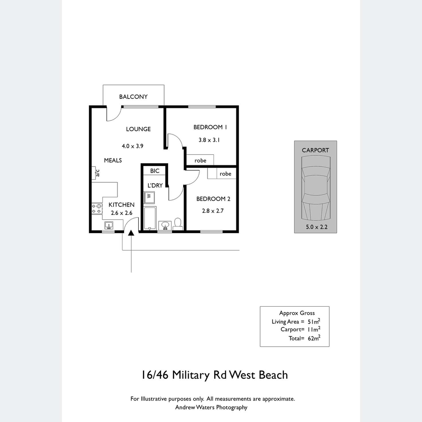Floorplan of Homely unit listing, 16/46 Military Road, West Beach SA 5024