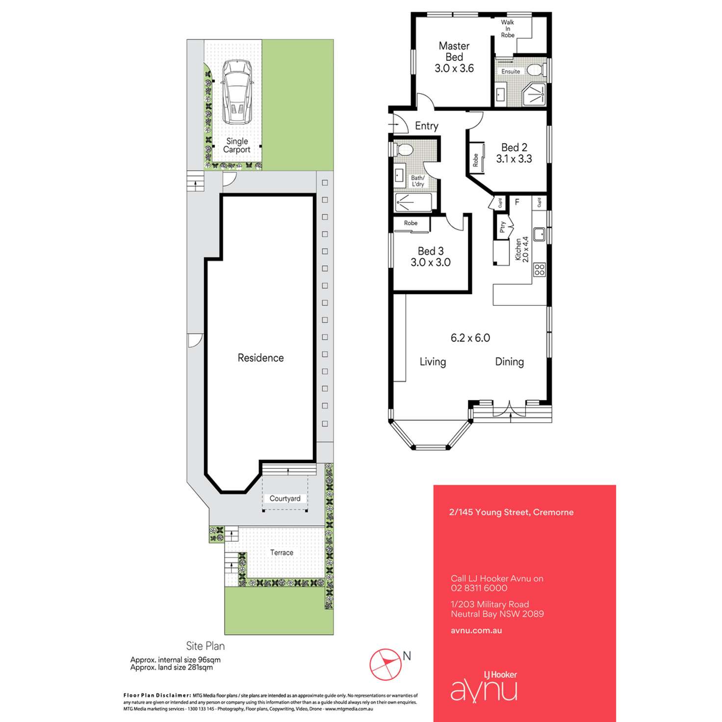 Floorplan of Homely semiDetached listing, 2/145 Young Street, Cremorne NSW 2090