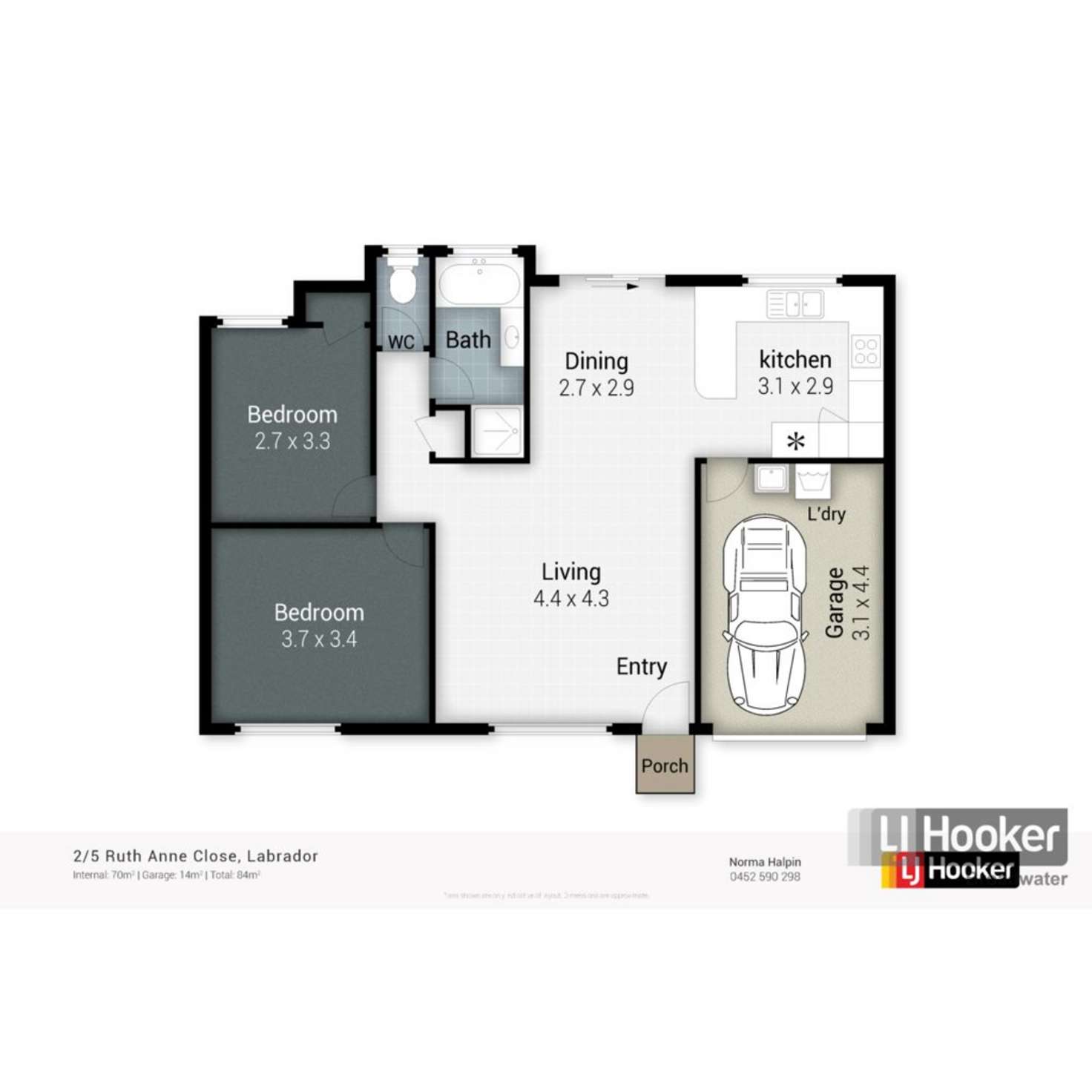 Floorplan of Homely semiDetached listing, 2/5 Ruth Anne Close, Labrador QLD 4215