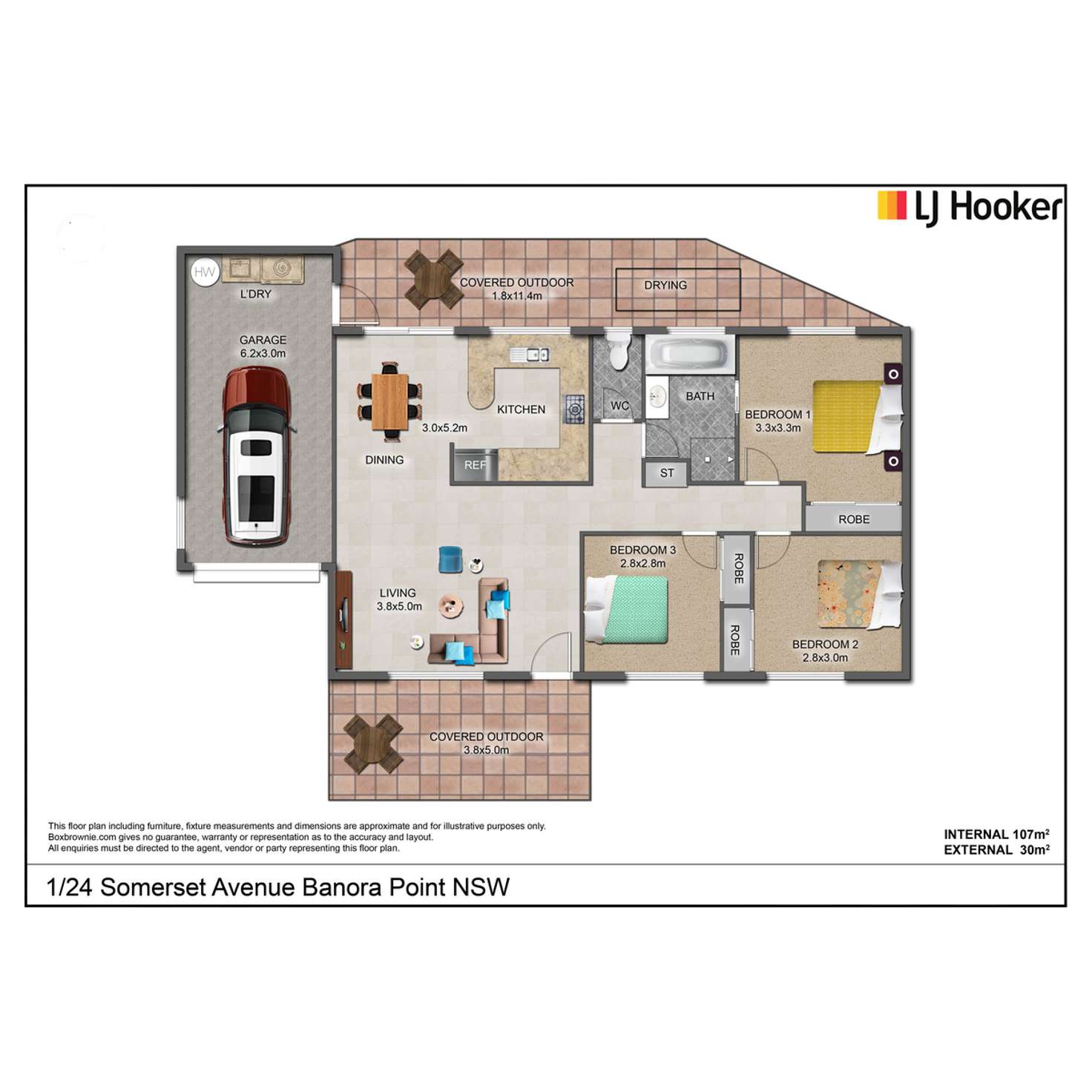 Floorplan of Homely semiDetached listing, 1/24 Somerset Avenue, Banora Point NSW 2486