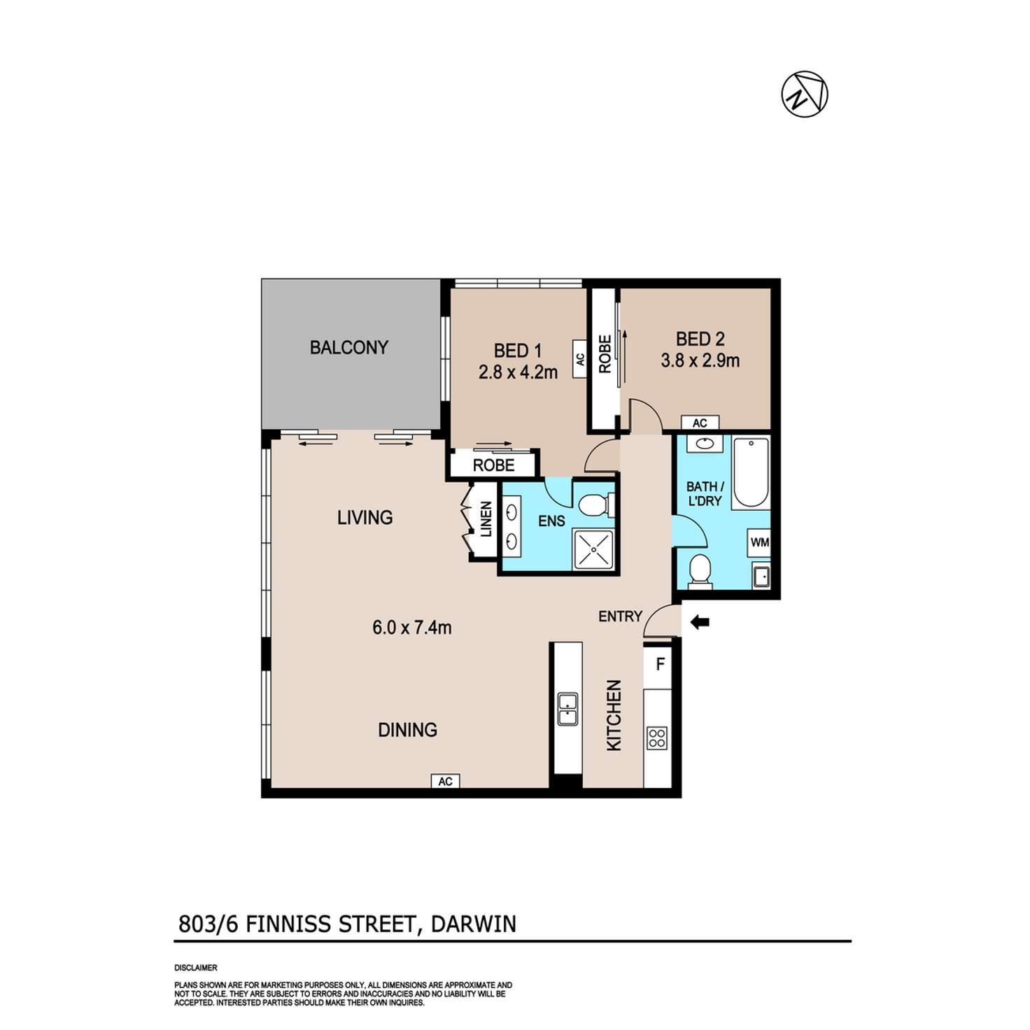 Floorplan of Homely apartment listing, 803/6 Finniss Street, Darwin City NT 800