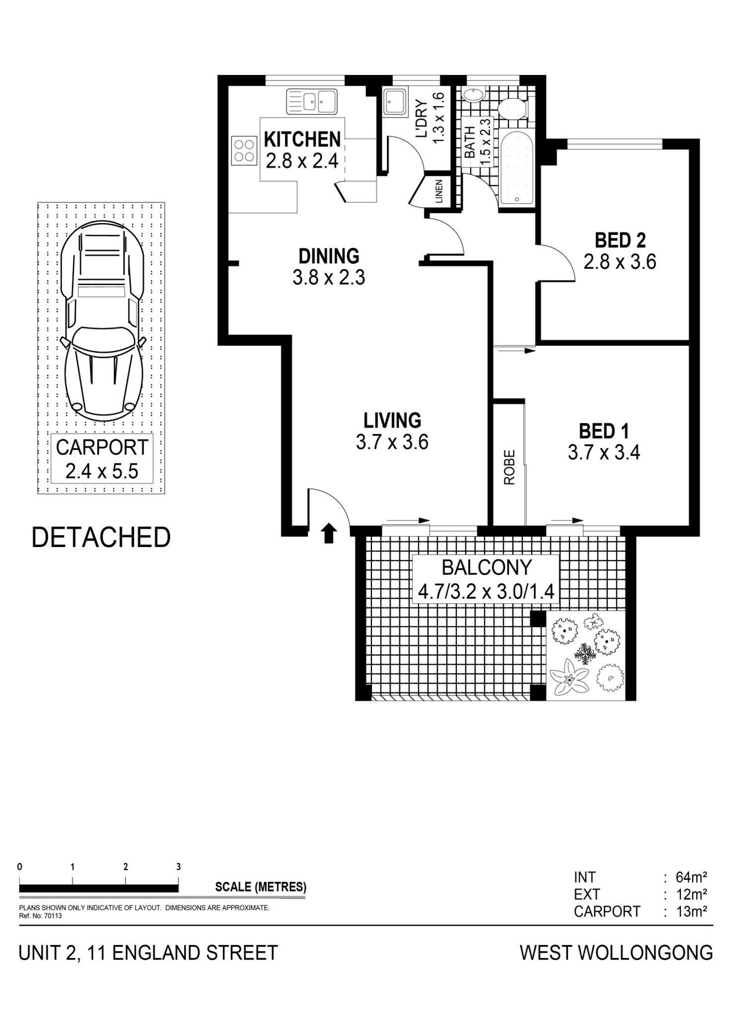 Floorplan of Homely unit listing, 2/11 England Street, West Wollongong NSW 2500