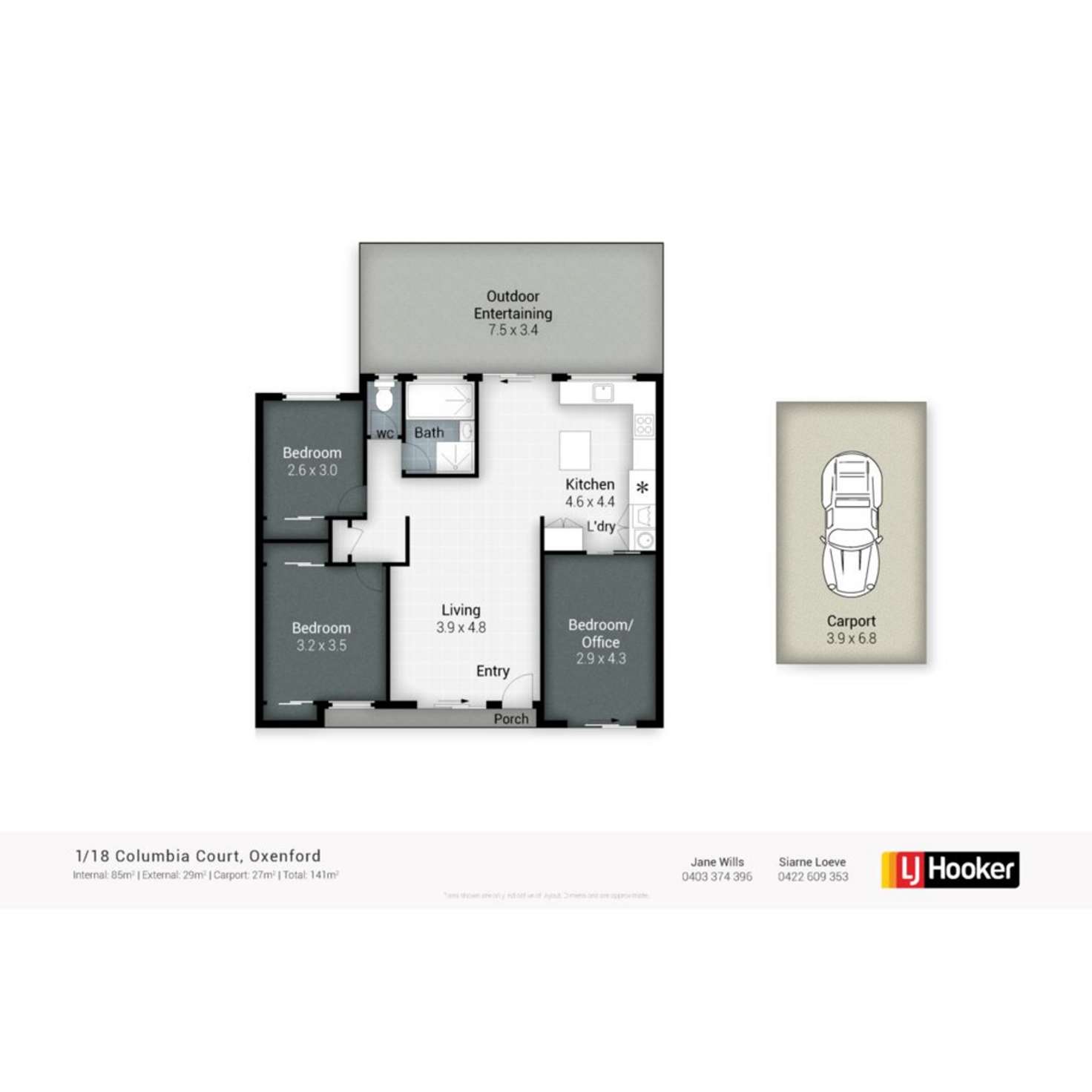 Floorplan of Homely semiDetached listing, 1/18 Columbia Court, Oxenford QLD 4210