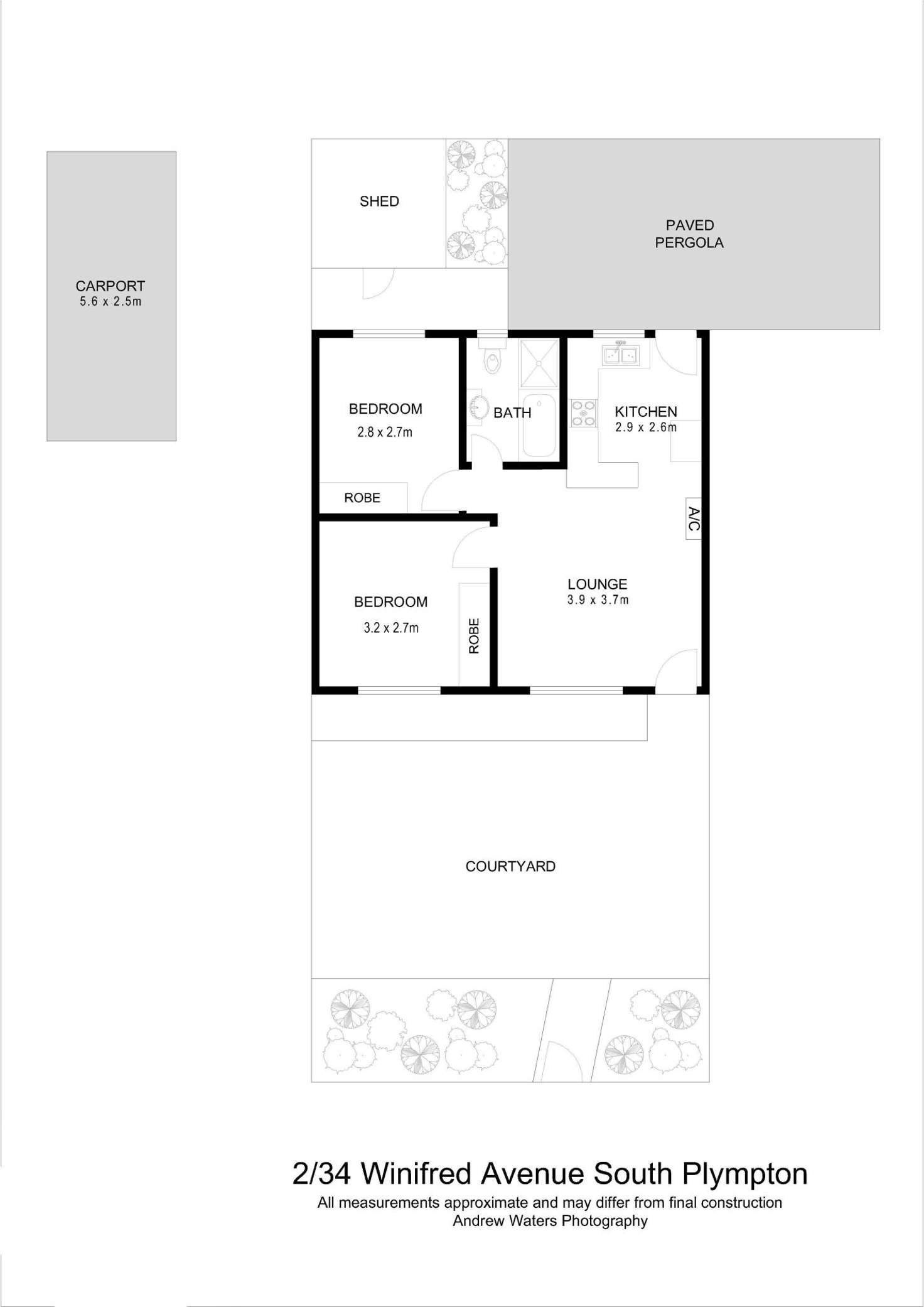 Floorplan of Homely unit listing, 2/34 Winifred Avenue, South Plympton SA 5038