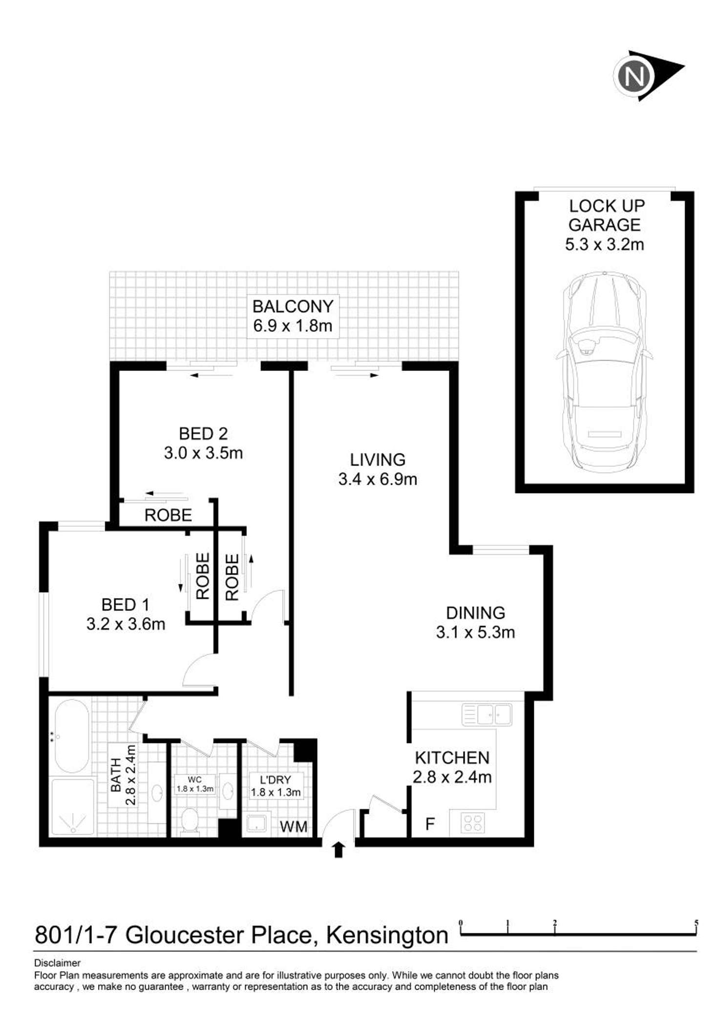 Floorplan of Homely apartment listing, 801/1-7 Gloucester Place, Kensington NSW 2033