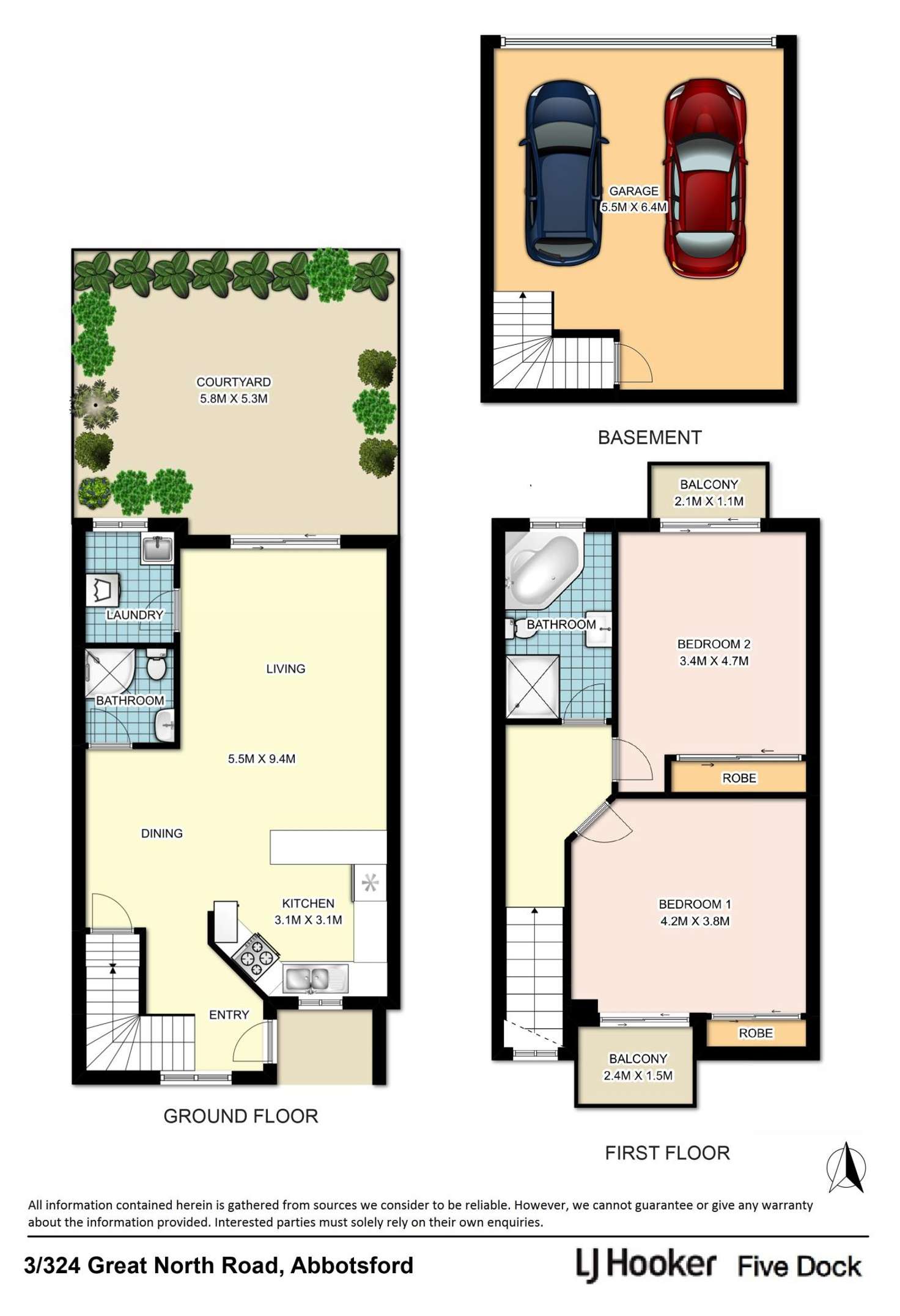 Floorplan of Homely townhouse listing, 3/324 Great North Road, Abbotsford NSW 2046