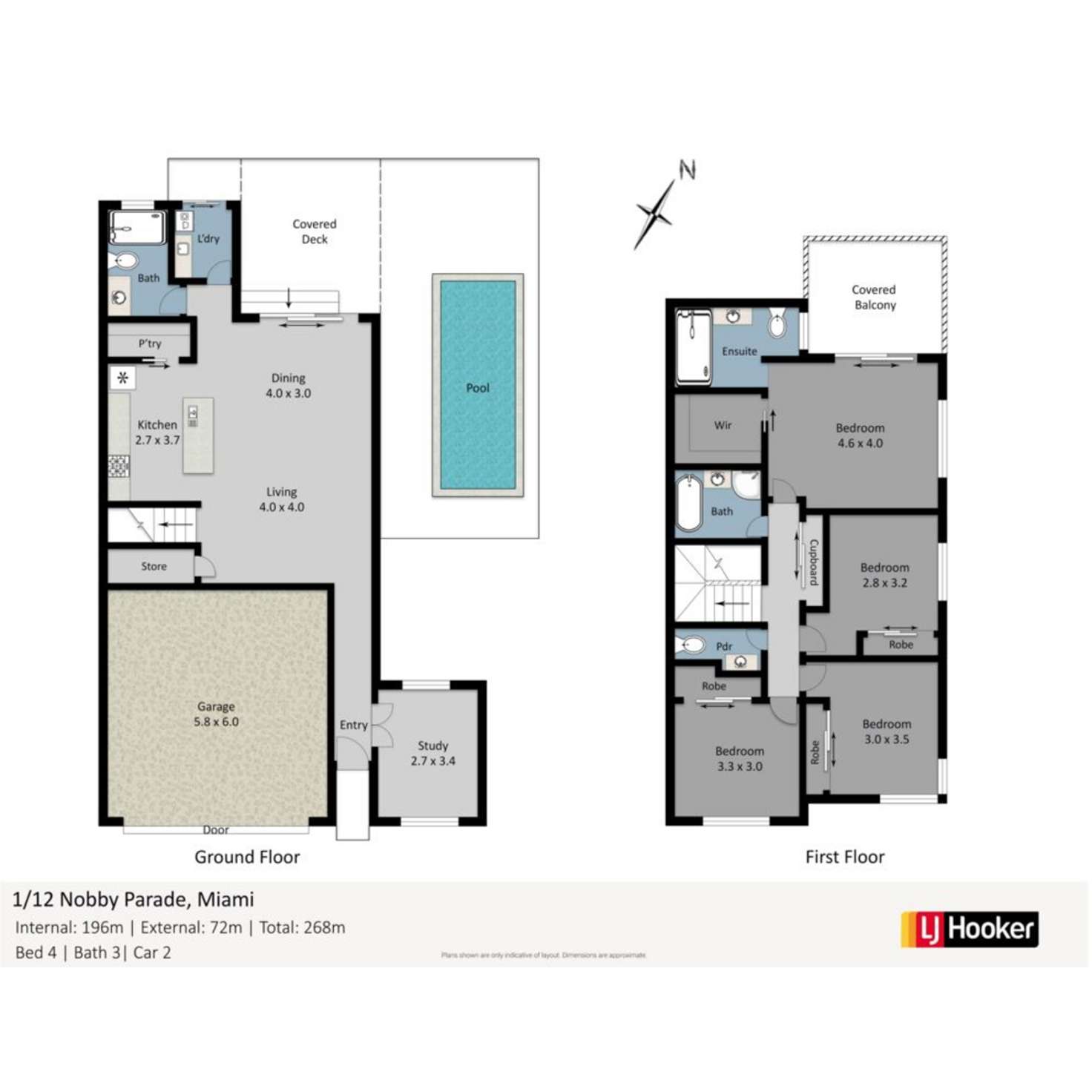 Floorplan of Homely semiDetached listing, 1/12 Nobby Parade, Miami QLD 4220