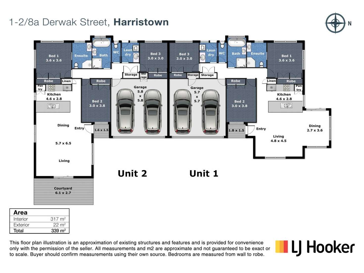 Floorplan of Homely unit listing, 1 & 2/8a Derwak Street, Harristown QLD 4350