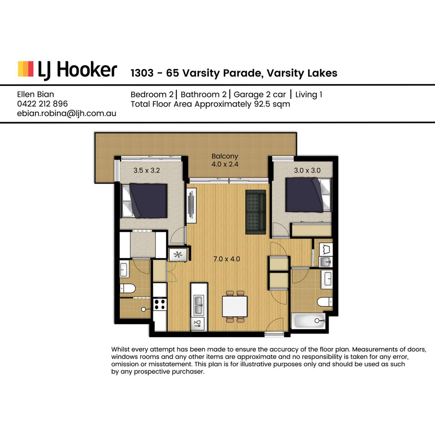 Floorplan of Homely apartment listing, 1303/65 Varsity Parade, Varsity Lakes QLD 4227