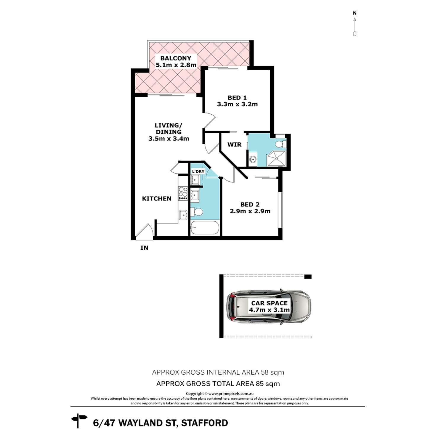Floorplan of Homely unit listing, 6/47 Wayland Street, Stafford QLD 4053