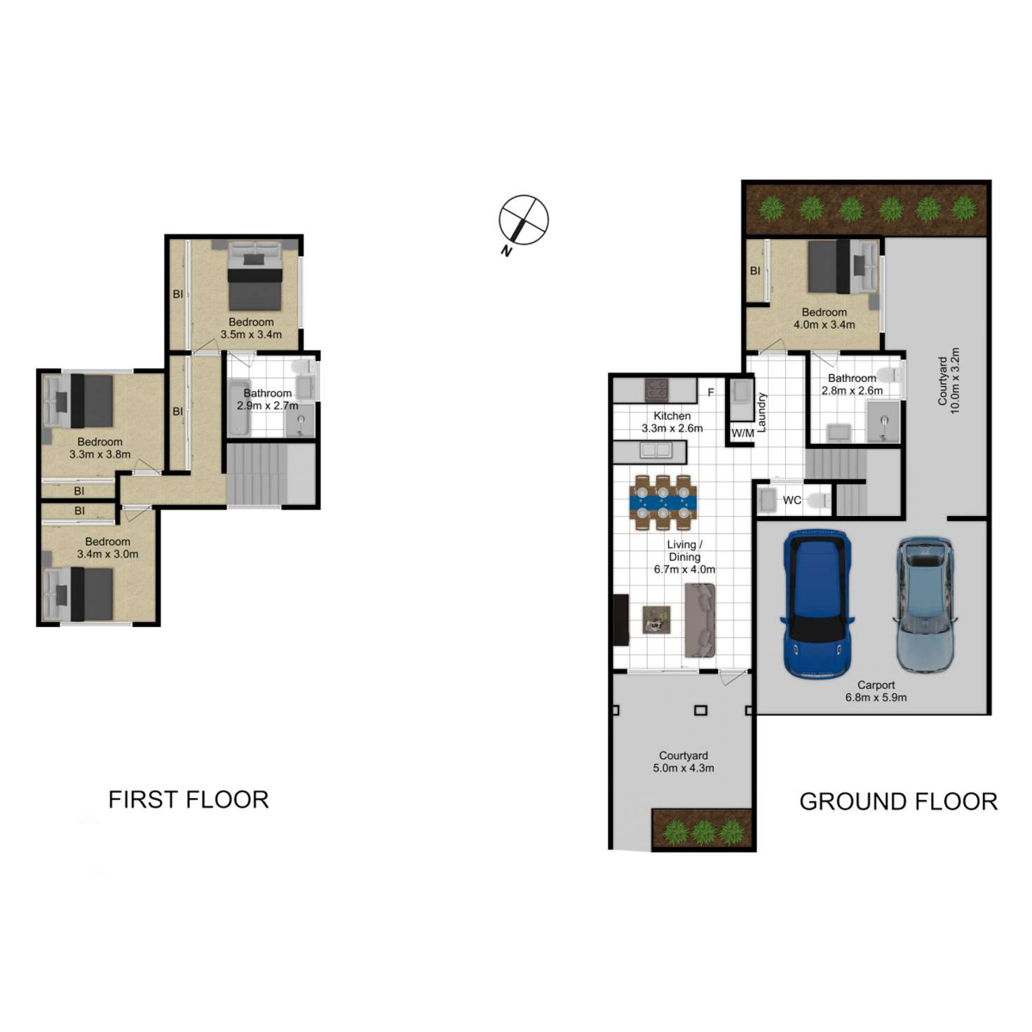 Floorplan of Homely townhouse listing, 1/18 Thring Street, Chapman ACT 2611