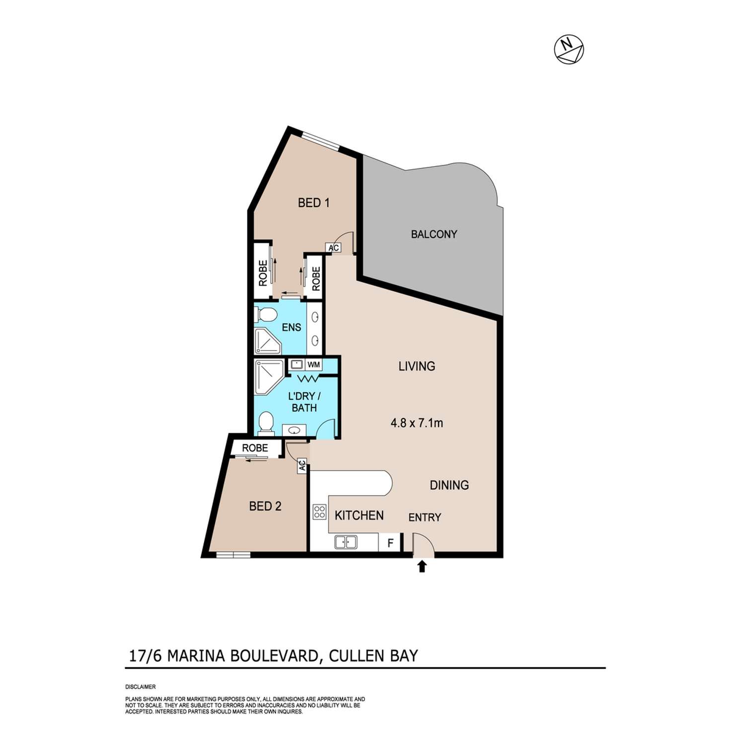 Floorplan of Homely apartment listing, 17/6 Marina Boulevard, Larrakeyah NT 820