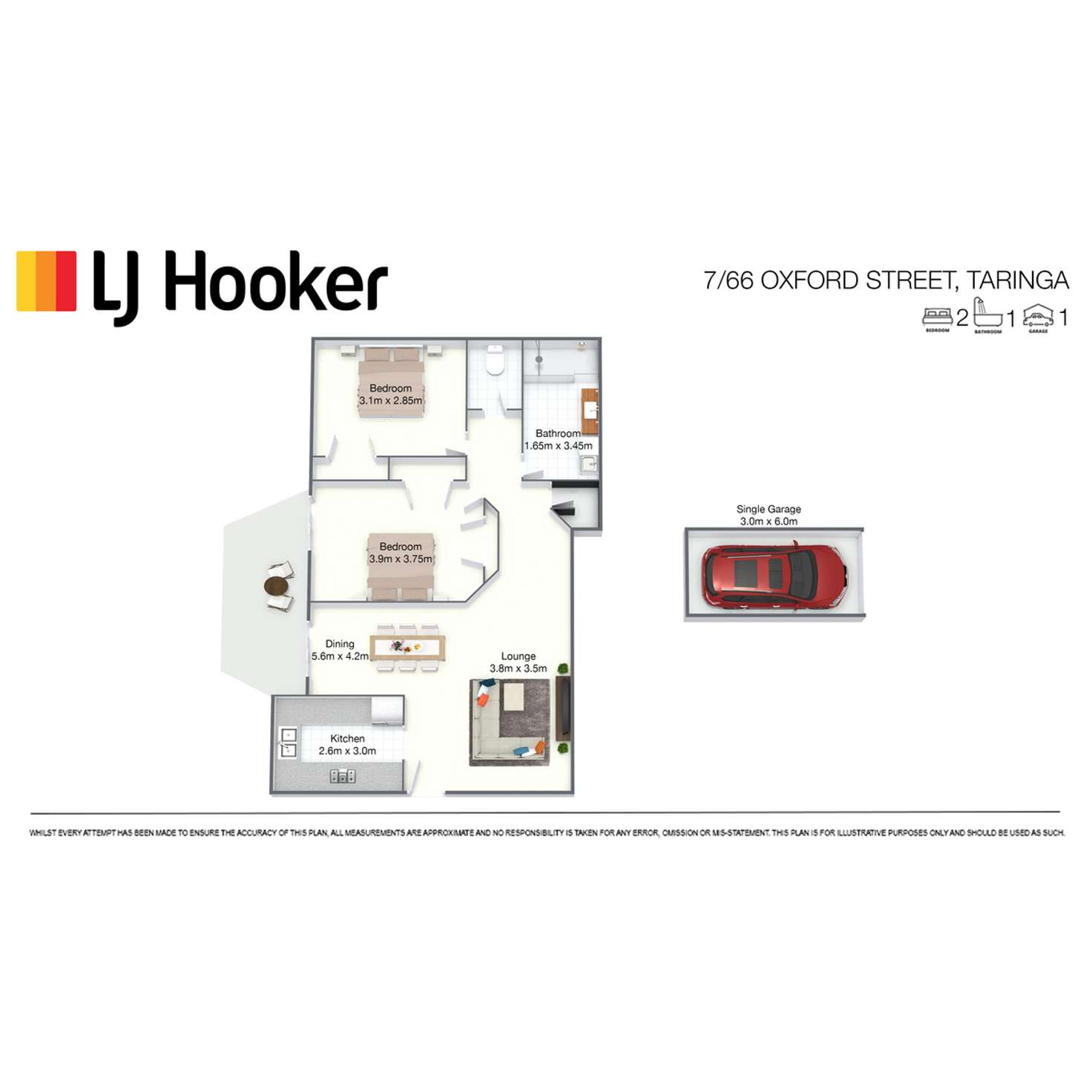 Floorplan of Homely unit listing, 7/66 Oxford Terrace, Taringa QLD 4068