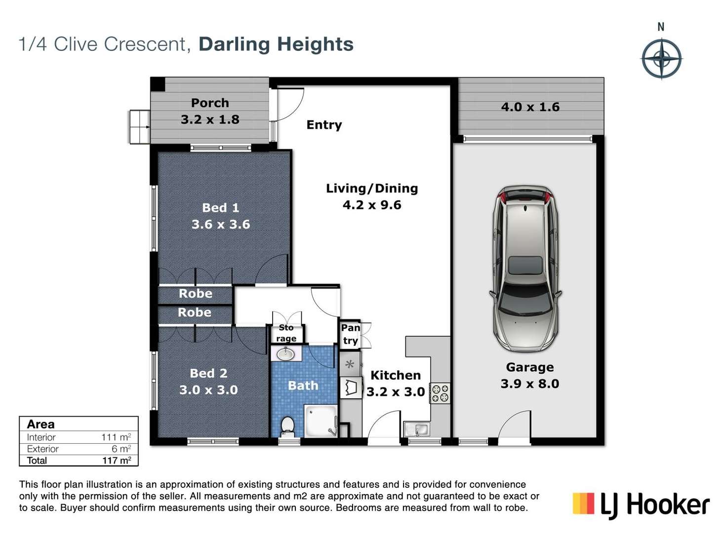 Floorplan of Homely unit listing, 1/4 Clive Crescent, Darling Heights QLD 4350