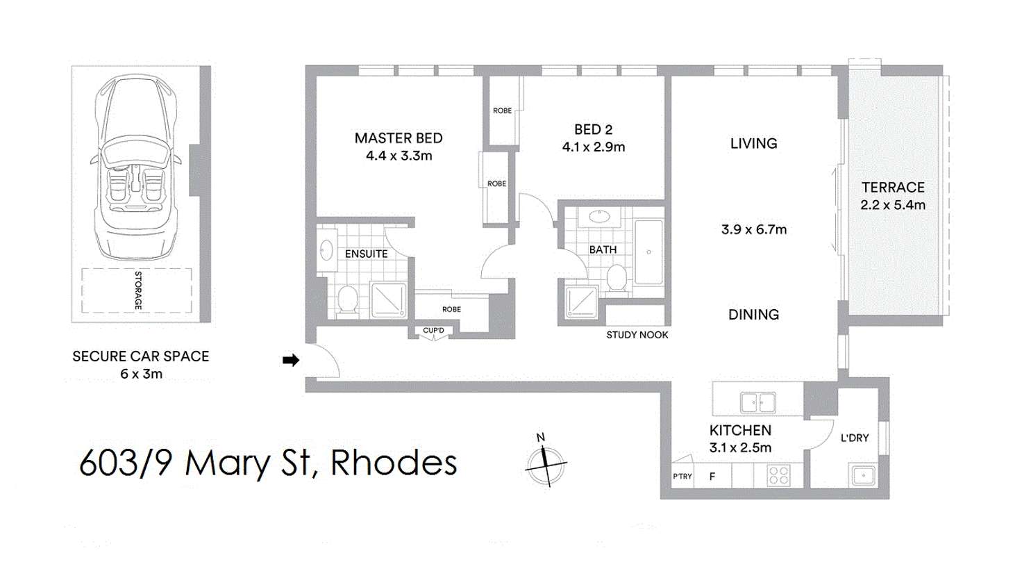 Floorplan of Homely unit listing, 603/9 Mary Street, Rhodes NSW 2138