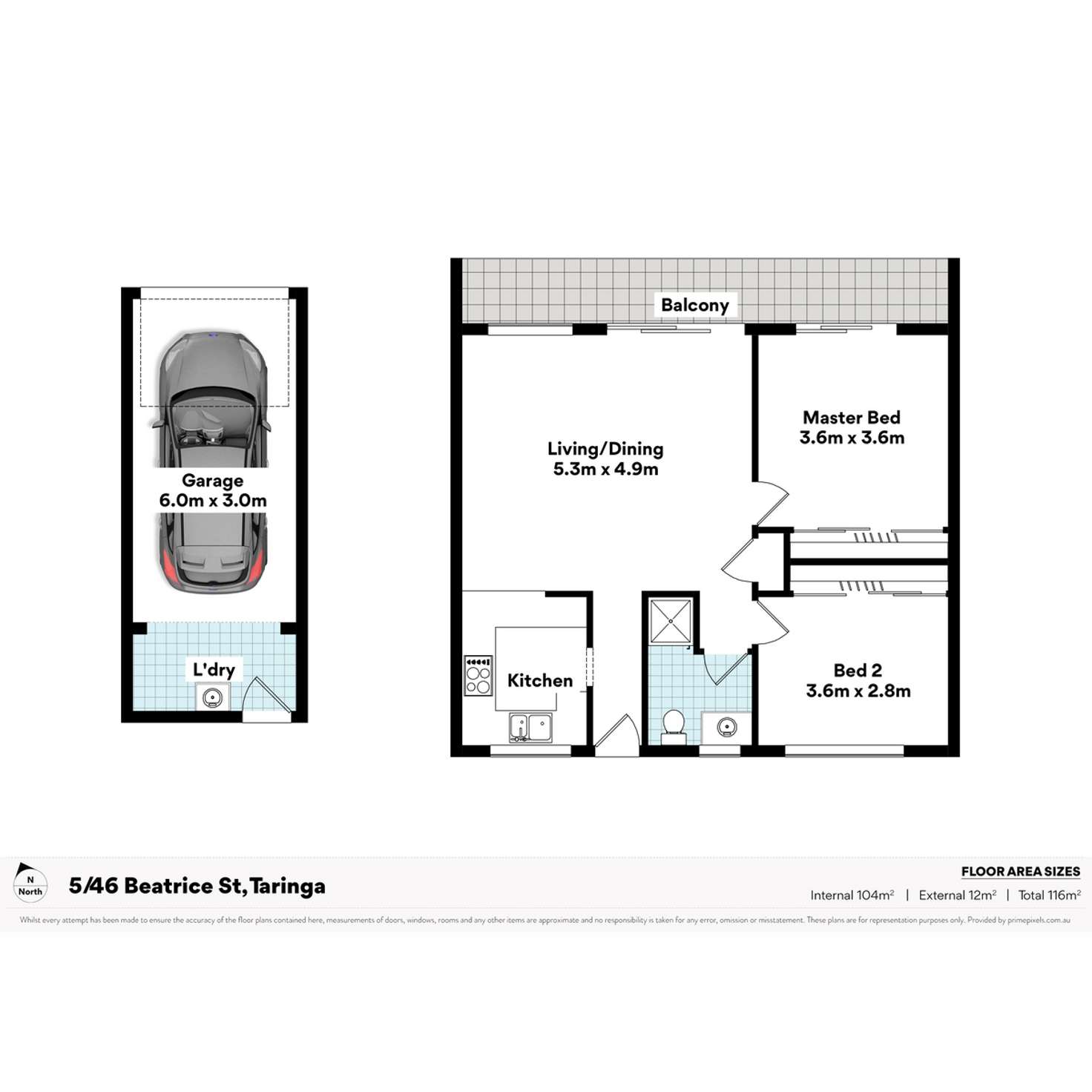 Floorplan of Homely unit listing, 5/46 Beatrice Street, Taringa QLD 4068