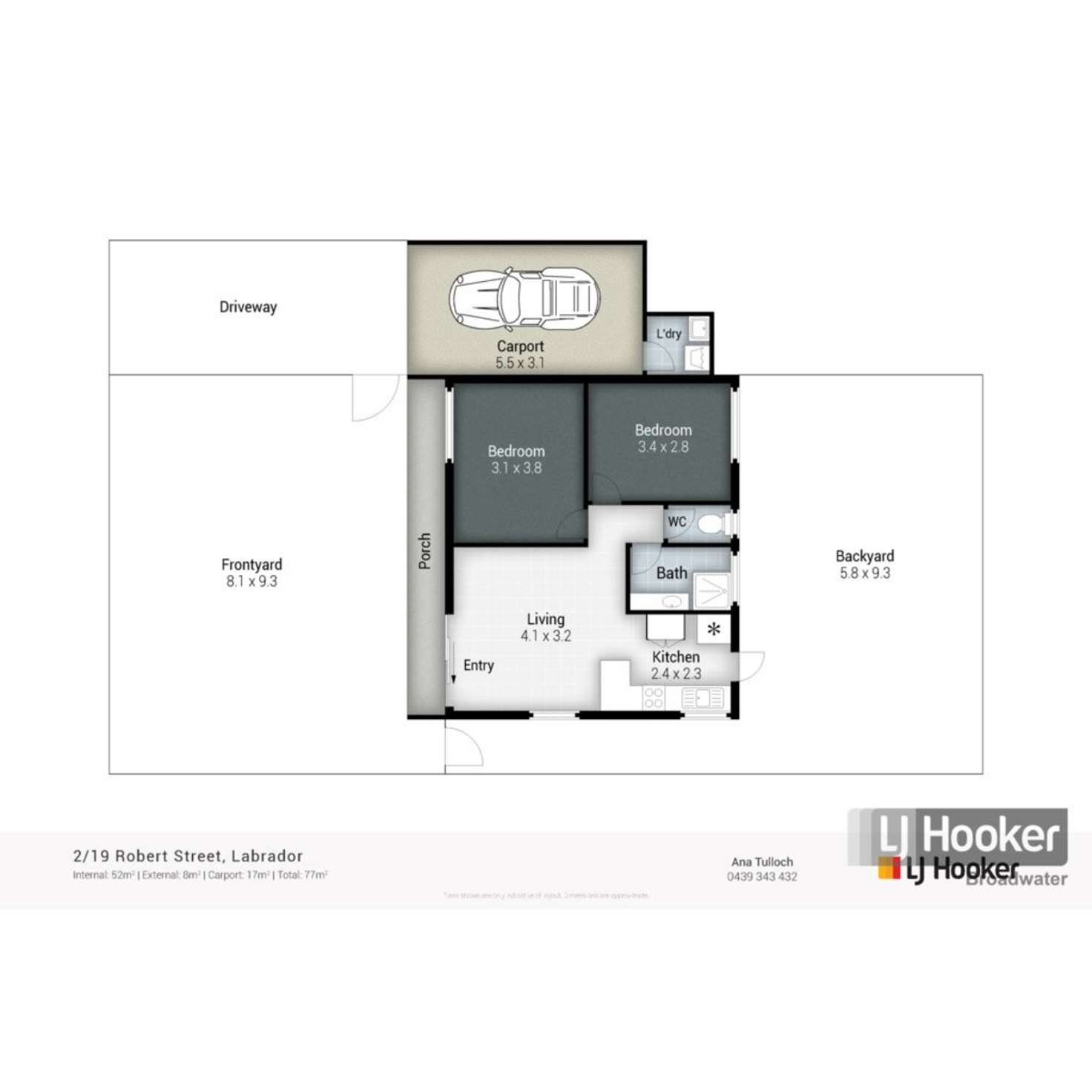 Floorplan of Homely semiDetached listing, 2/19 Robert Street, Labrador QLD 4215