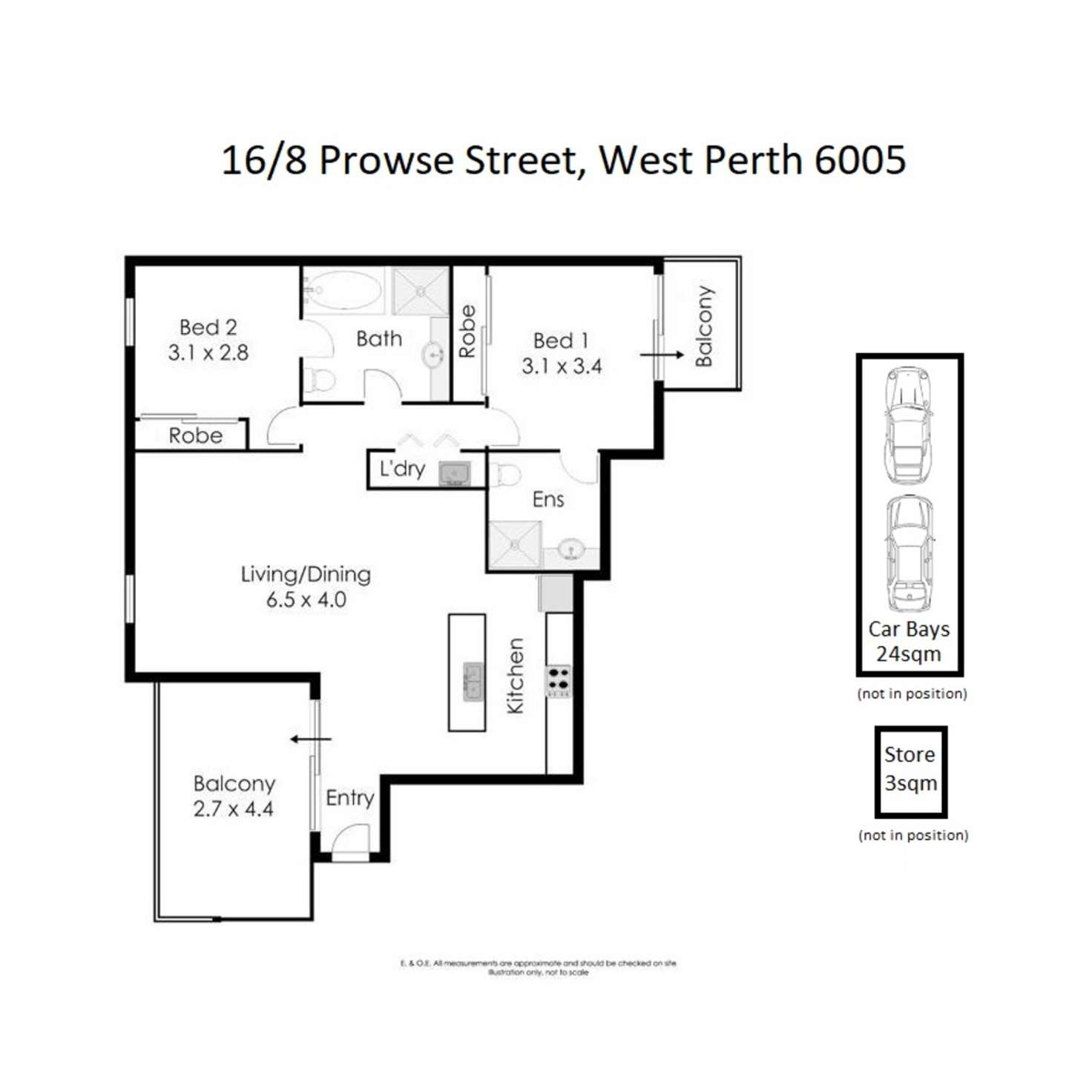 Floorplan of Homely apartment listing, 16/8 Prowse Street, West Perth WA 6005