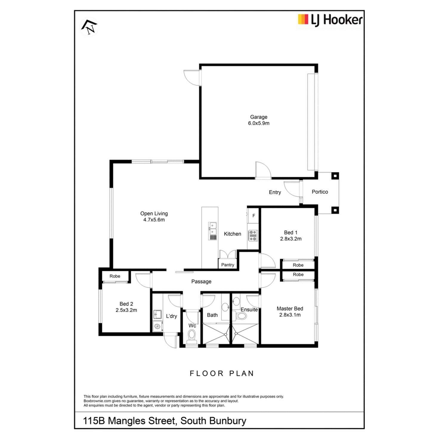 Floorplan of Homely unit listing, 115B Mangles Street, South Bunbury WA 6230