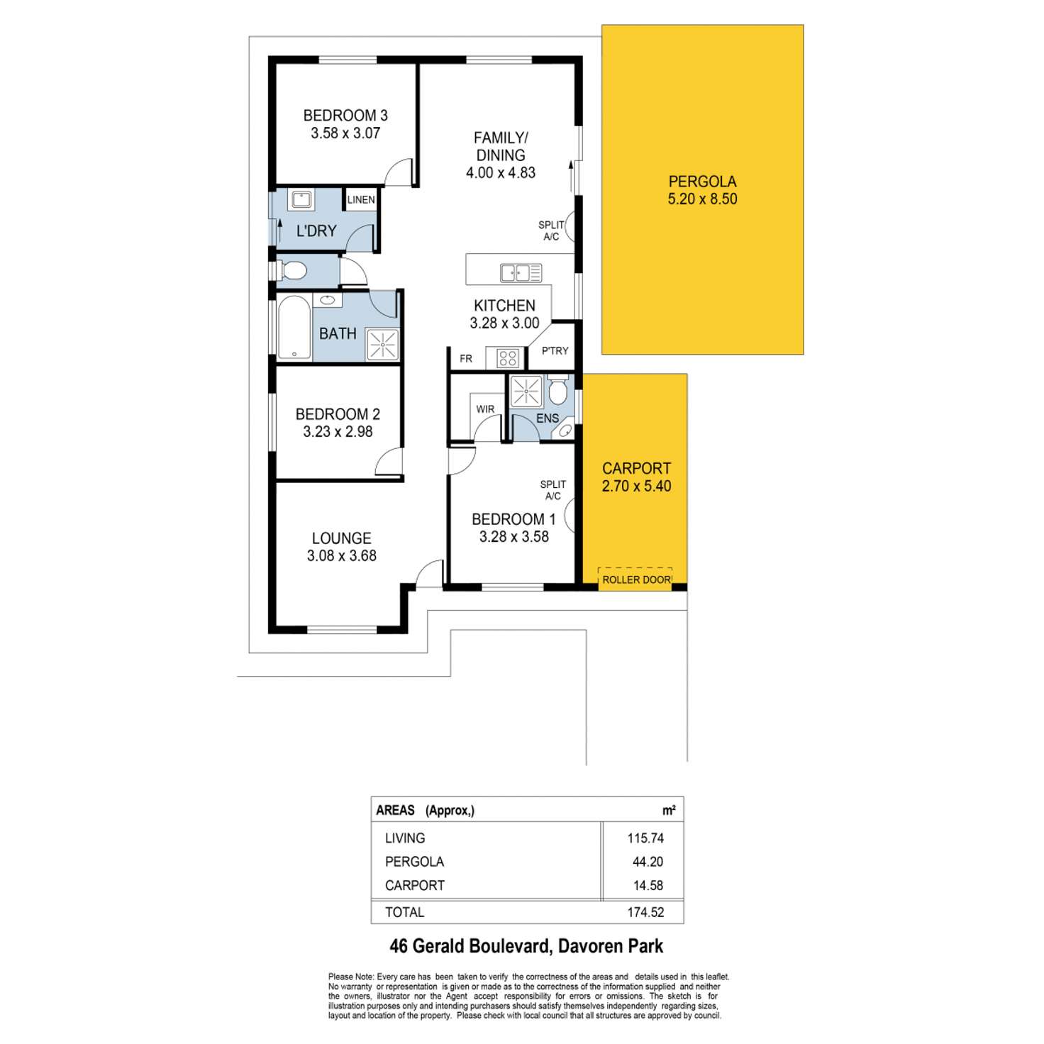 Floorplan of Homely house listing, 46 Gerald Boulevard, Davoren Park SA 5113