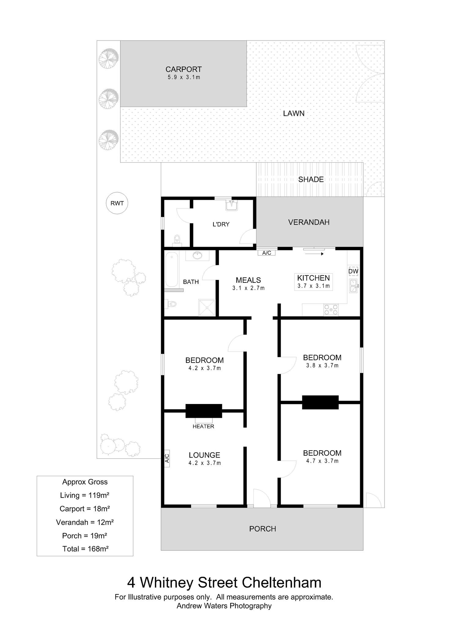 Floorplan of Homely house listing, 4 Whitney Street, Cheltenham SA 5014