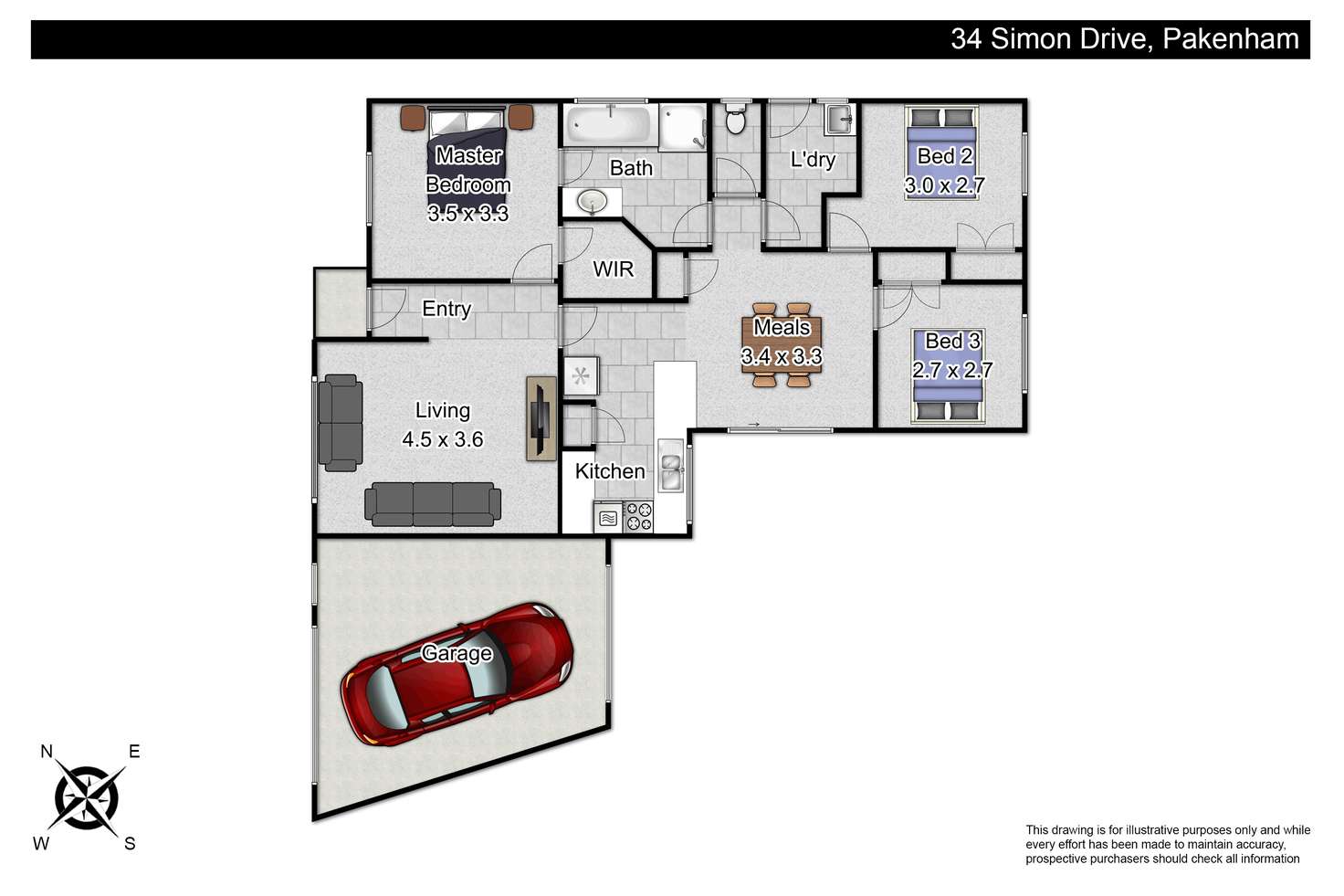 Floorplan of Homely house listing, 34 Simon Drive, Pakenham VIC 3810