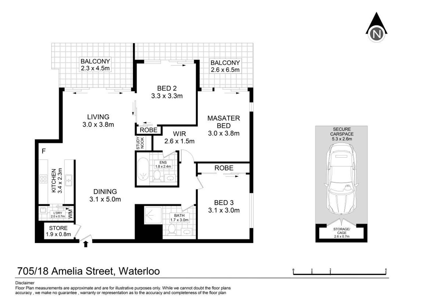 Floorplan of Homely apartment listing, 705/18 Amelia Street, Waterloo NSW 2017