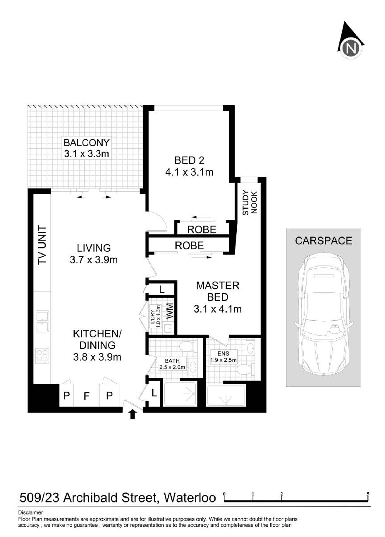 Floorplan of Homely apartment listing, 509/23 Archibald Avenue, Waterloo NSW 2017