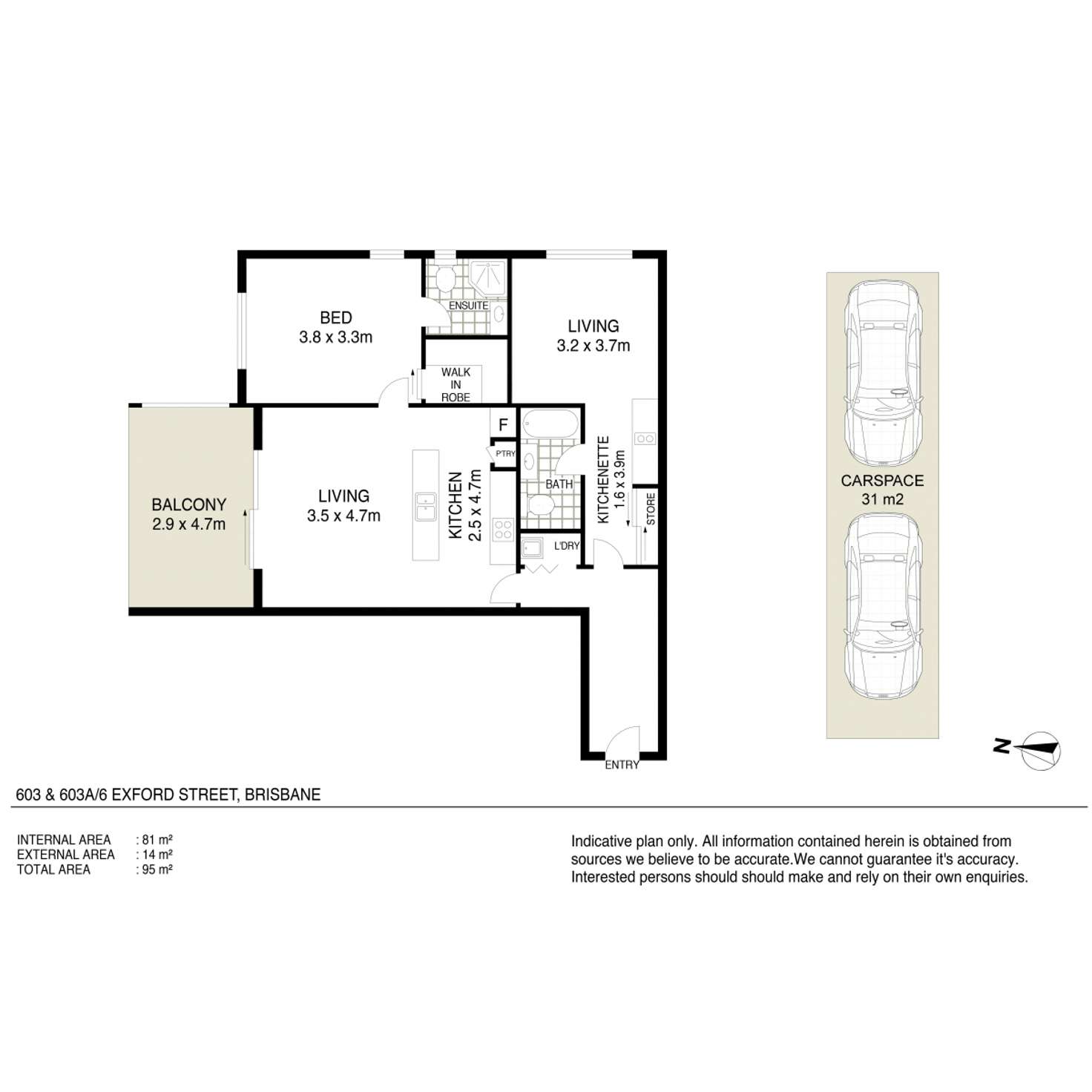 Floorplan of Homely apartment listing, 603/6 Exford Street, Brisbane QLD 4000