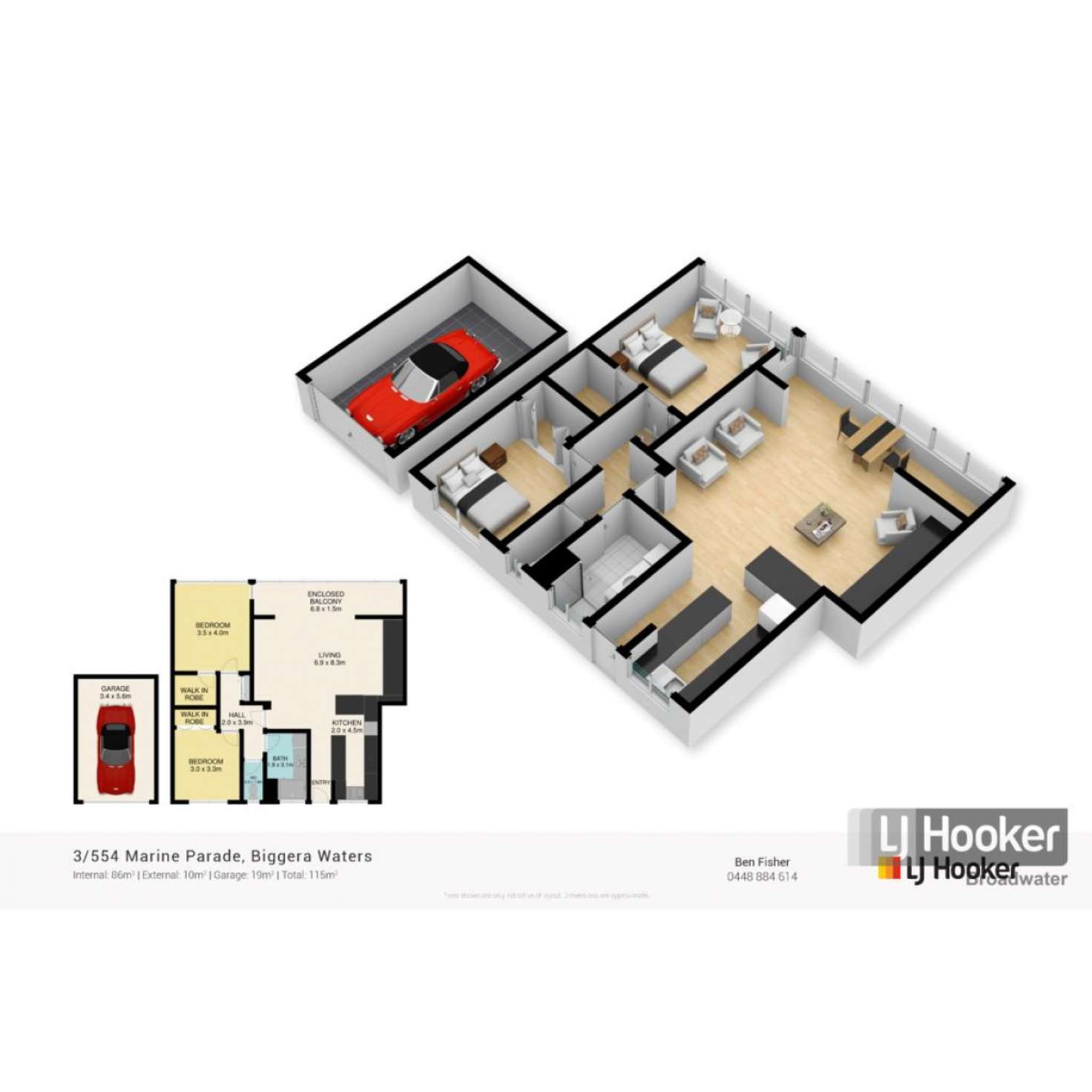 Floorplan of Homely apartment listing, 3/554 Marine Parade, Biggera Waters QLD 4216