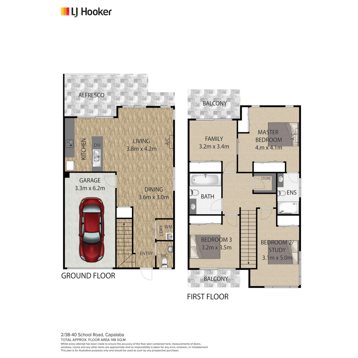 Floorplan of Homely townhouse listing, 2/38-40 School Road, Capalaba QLD 4157