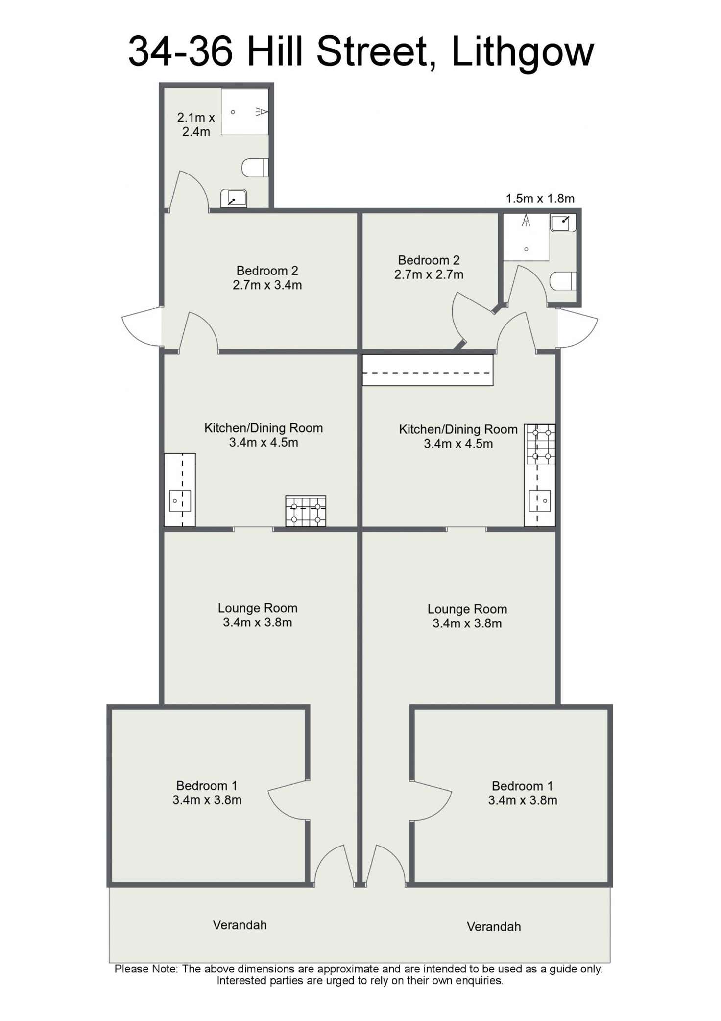 Floorplan of Homely semiDetached listing, 34-36 Hill Street, Lithgow NSW 2790