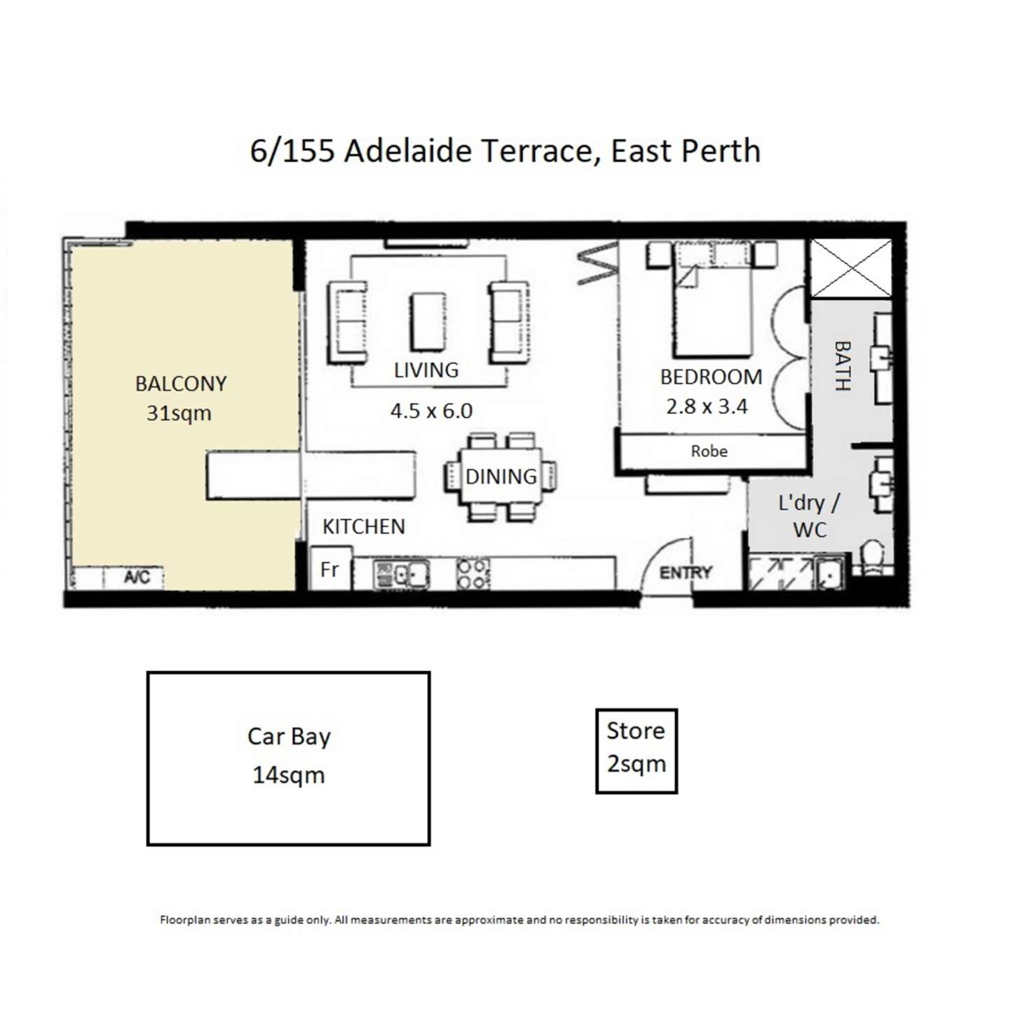Floorplan of Homely apartment listing, 6/155 Adelaide Terrace, East Perth WA 6004