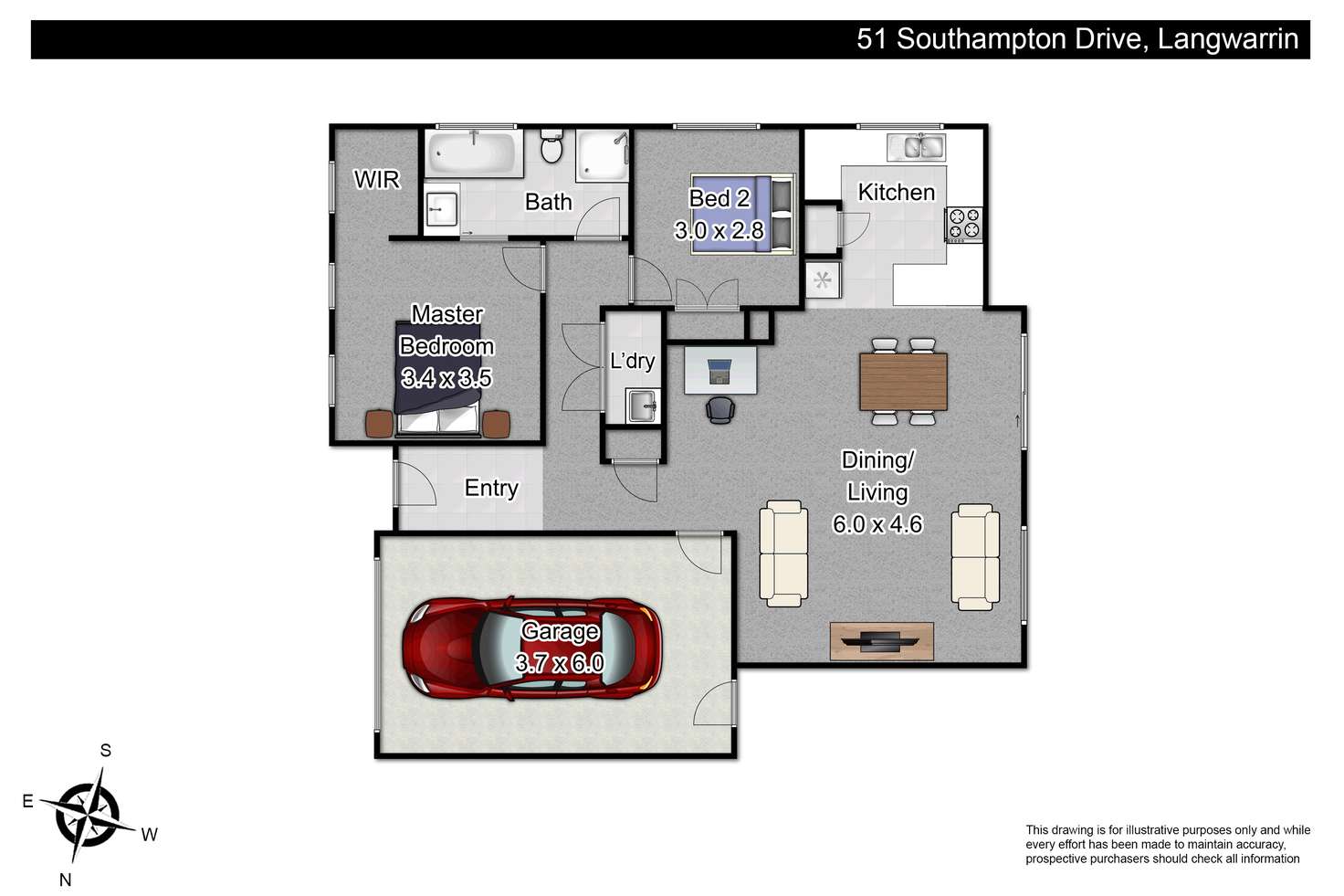 Floorplan of Homely unit listing, 51 Southampton Drive, Langwarrin VIC 3910