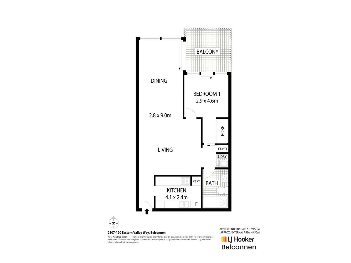 Floorplan of Homely apartment listing, 2107/120 Eastern Valley Way, Belconnen ACT 2617