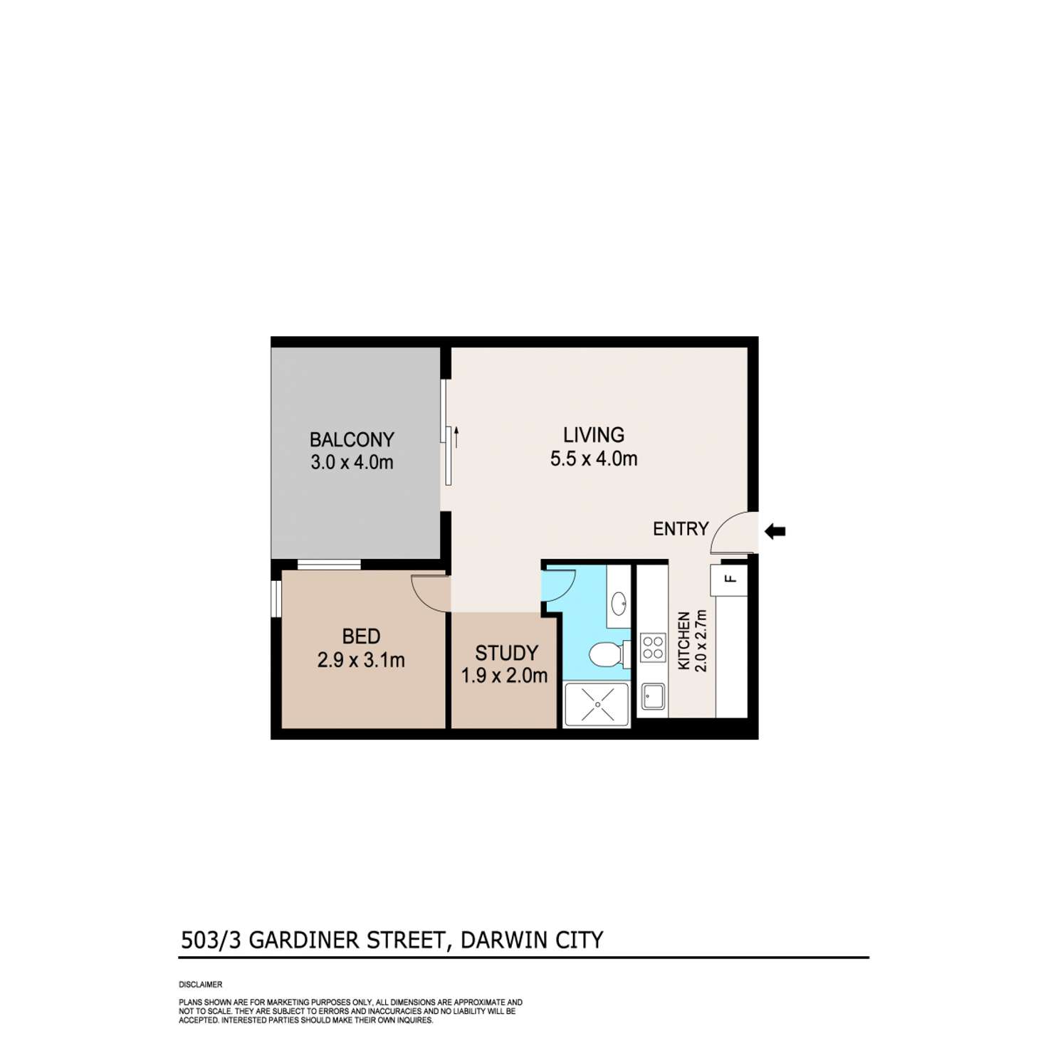 Floorplan of Homely apartment listing, 503/5 Gardiner Street, Darwin City NT 800