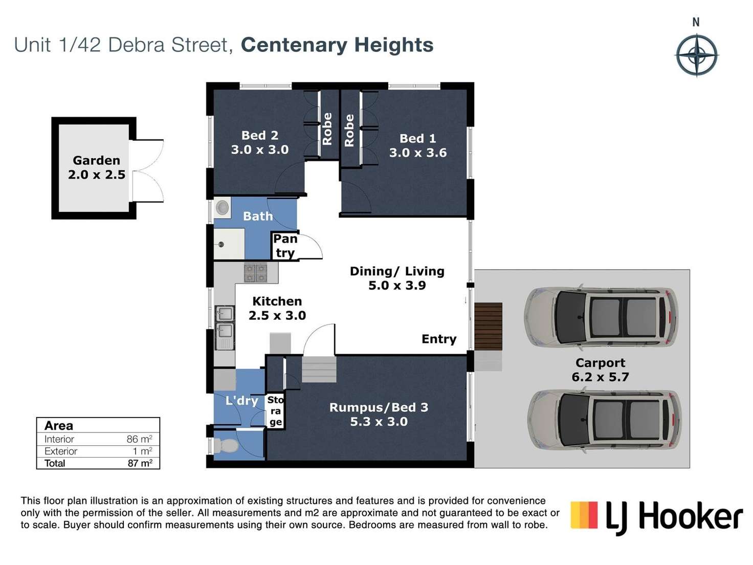 Floorplan of Homely unit listing, 1/42 Debra Street, Centenary Heights QLD 4350
