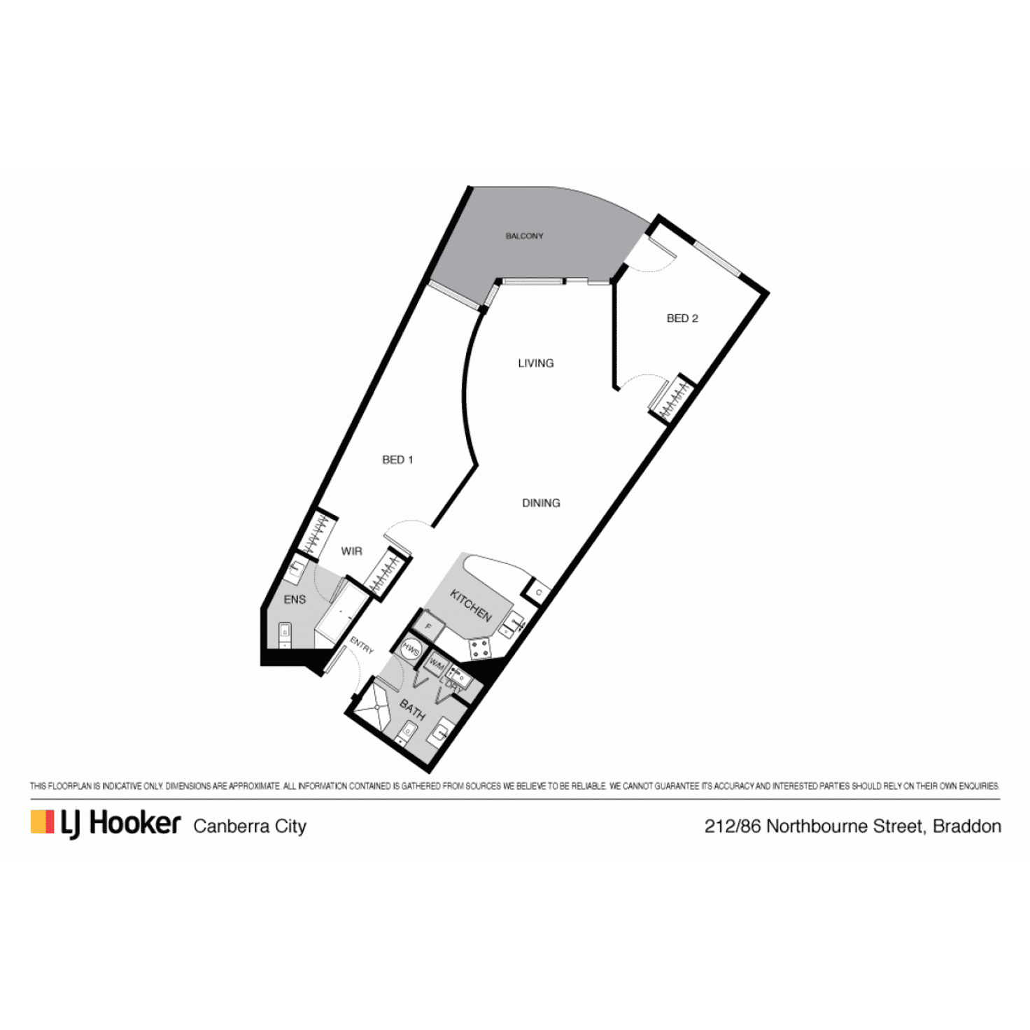 Floorplan of Homely apartment listing, 212/86-88 Northbourne Avenue, Braddon ACT 2612