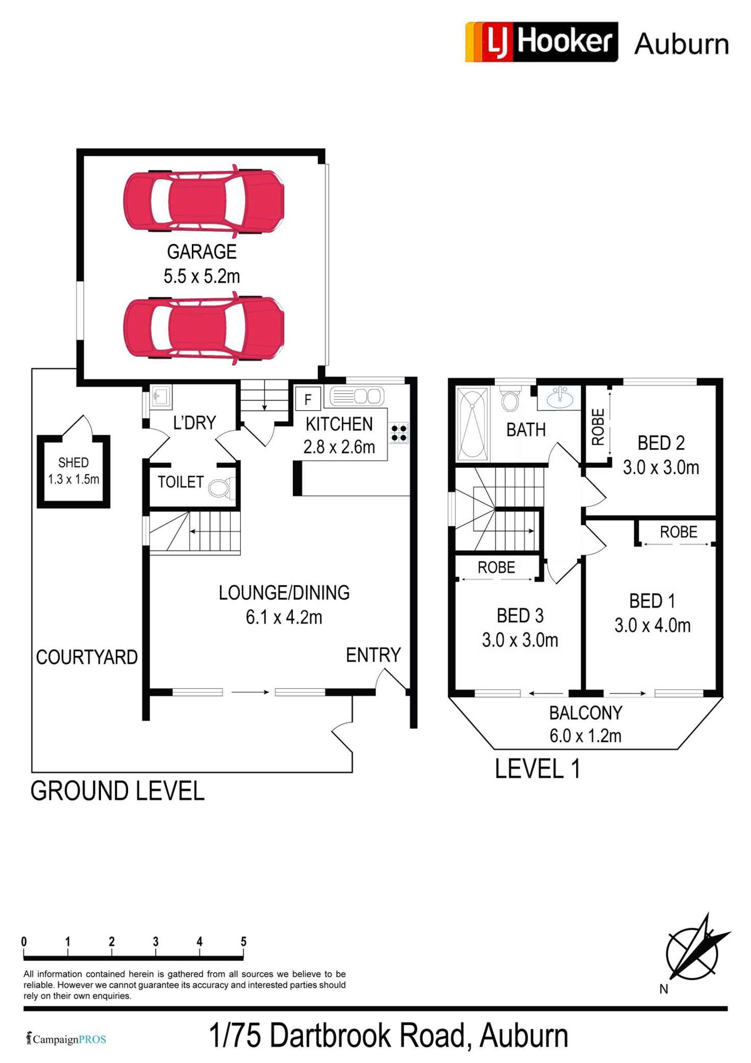 Floorplan of Homely townhouse listing, 1/75 Dartbrook Rd, Auburn NSW 2144
