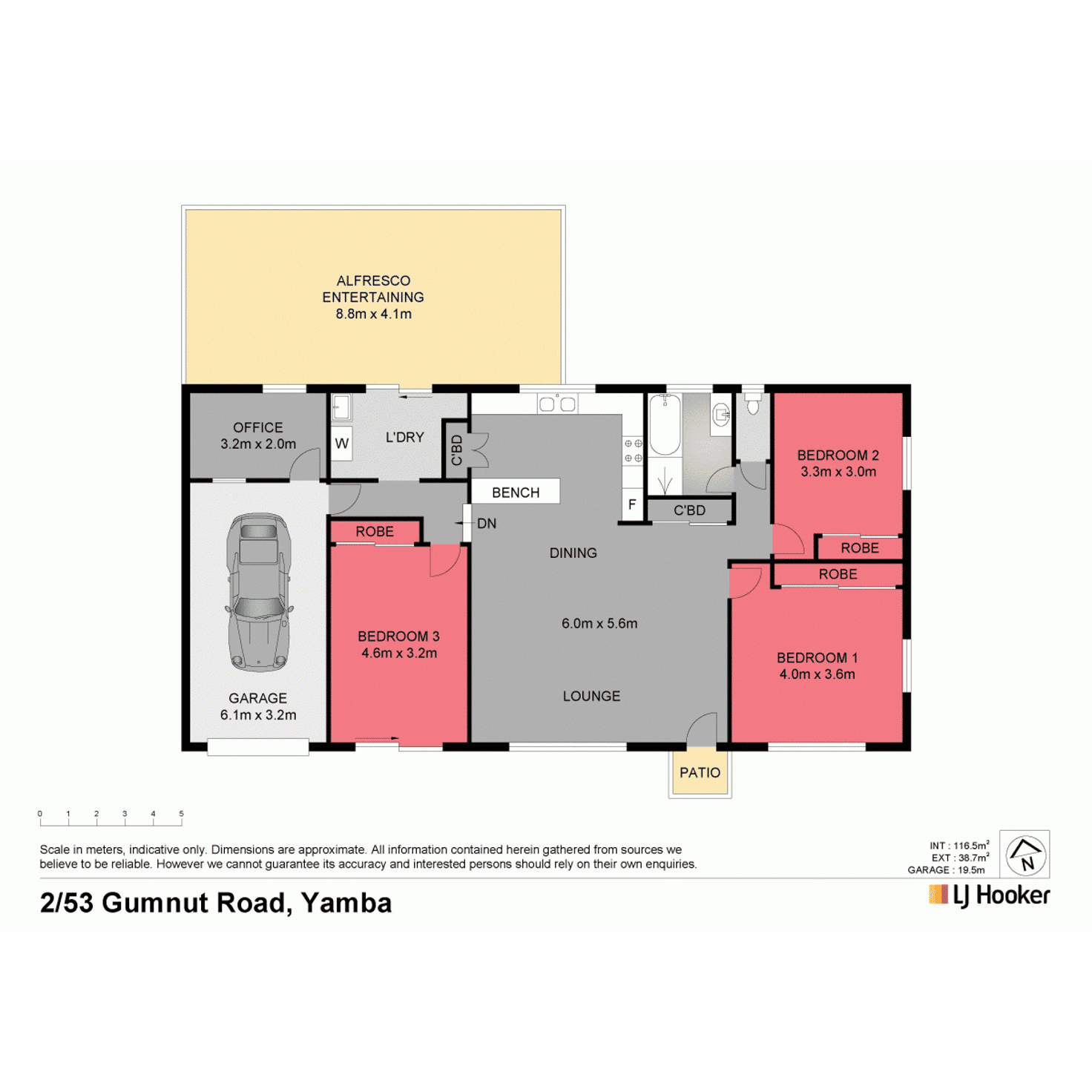 Floorplan of Homely semiDetached listing, 2/53 Gumnut Road, Yamba NSW 2464