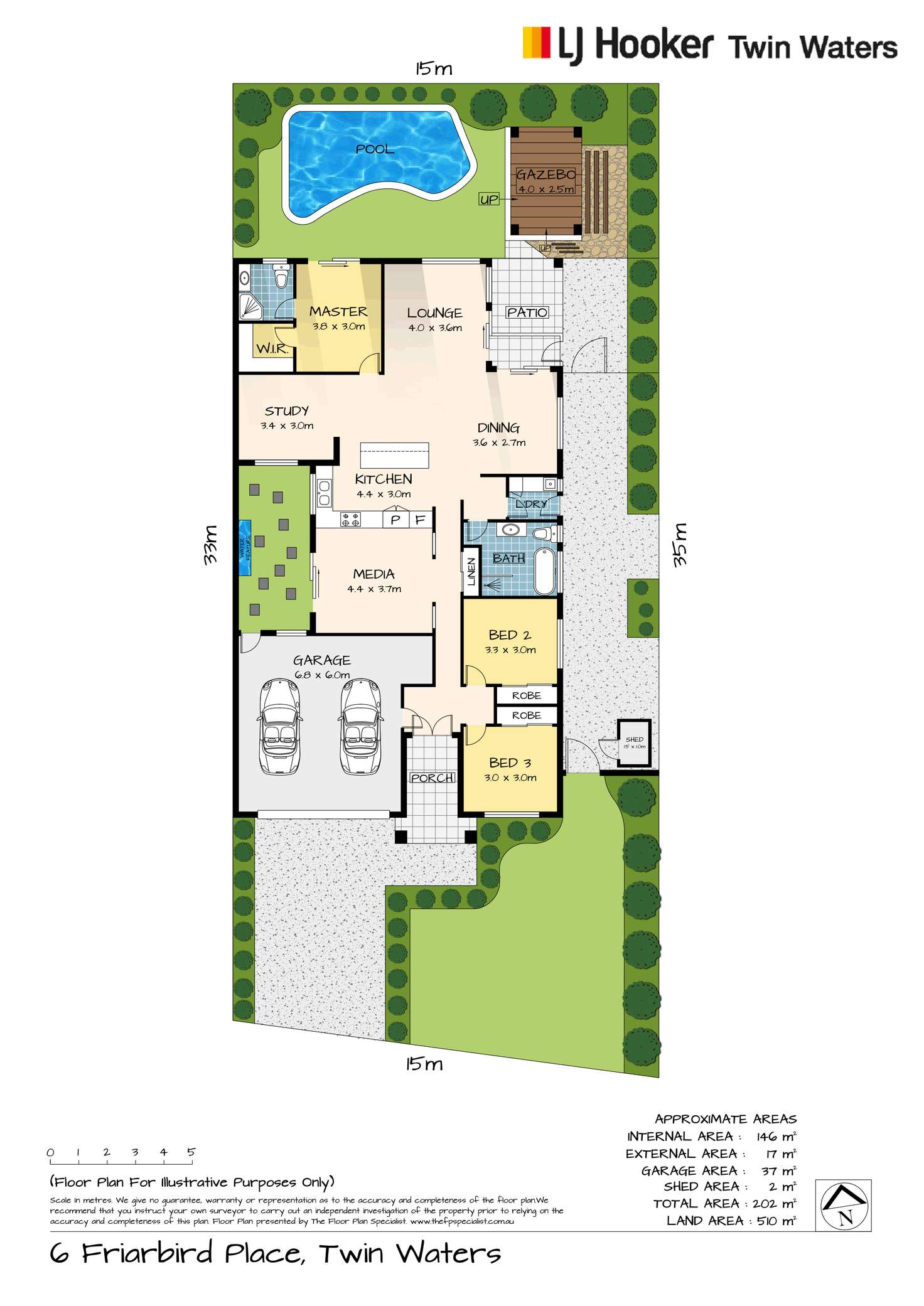 Floorplan of Homely house listing, 6 Friarbird Place, Twin Waters QLD 4564