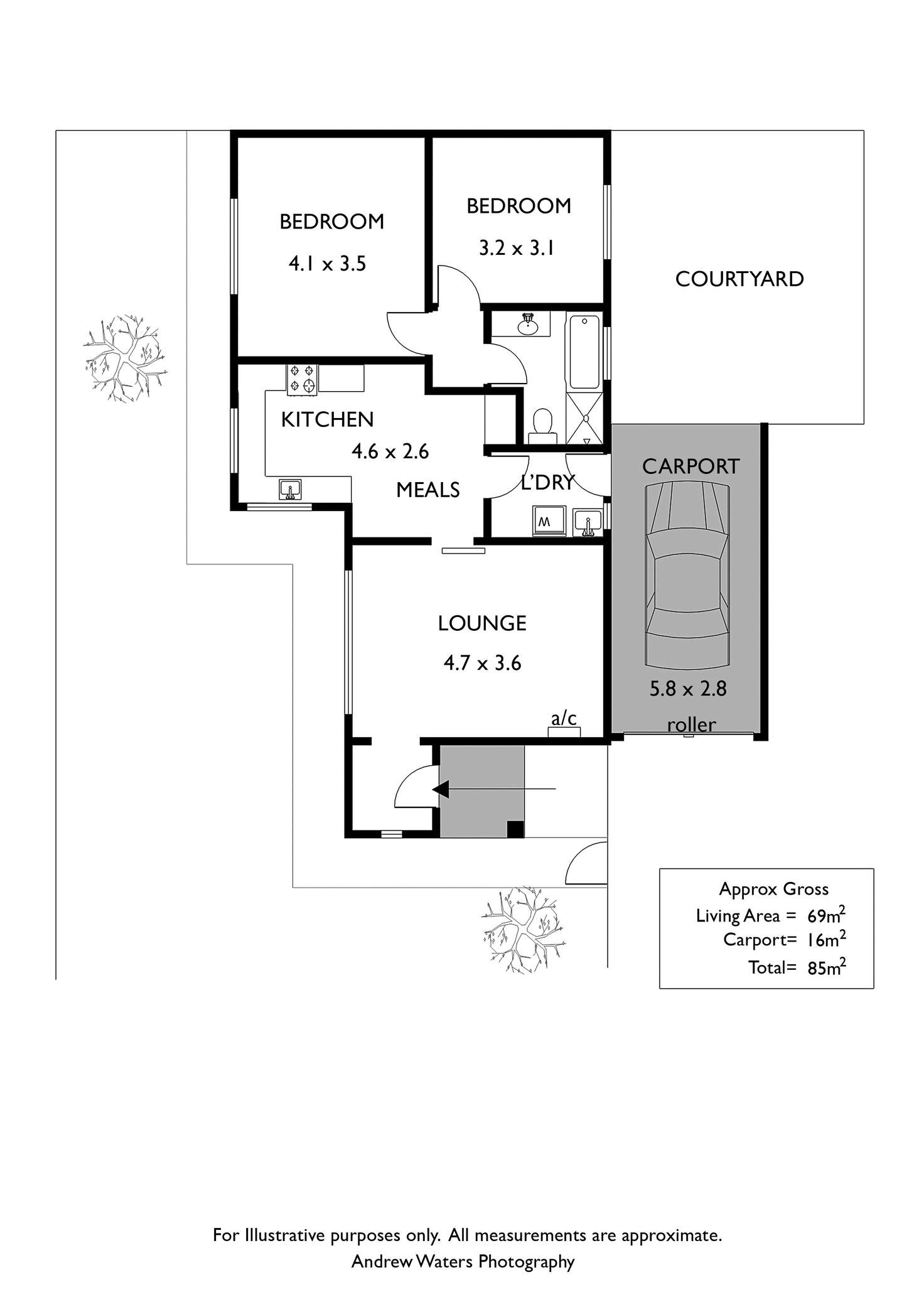 Floorplan of Homely unit listing, 1/10 First Avenue, Seaton SA 5023